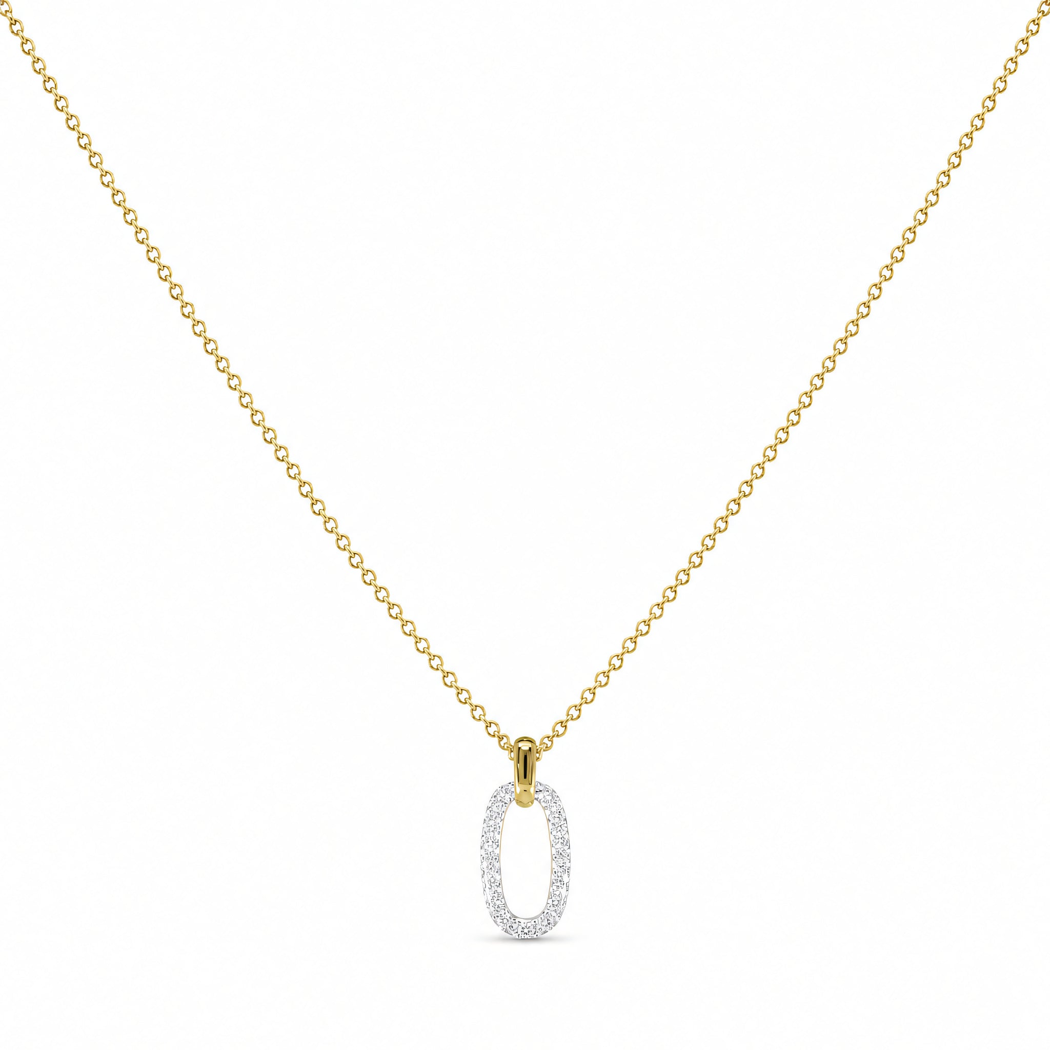 Halskette 925 Silber Vergoldet Bicolor Zirkonia Oval – Splendido – photo produit