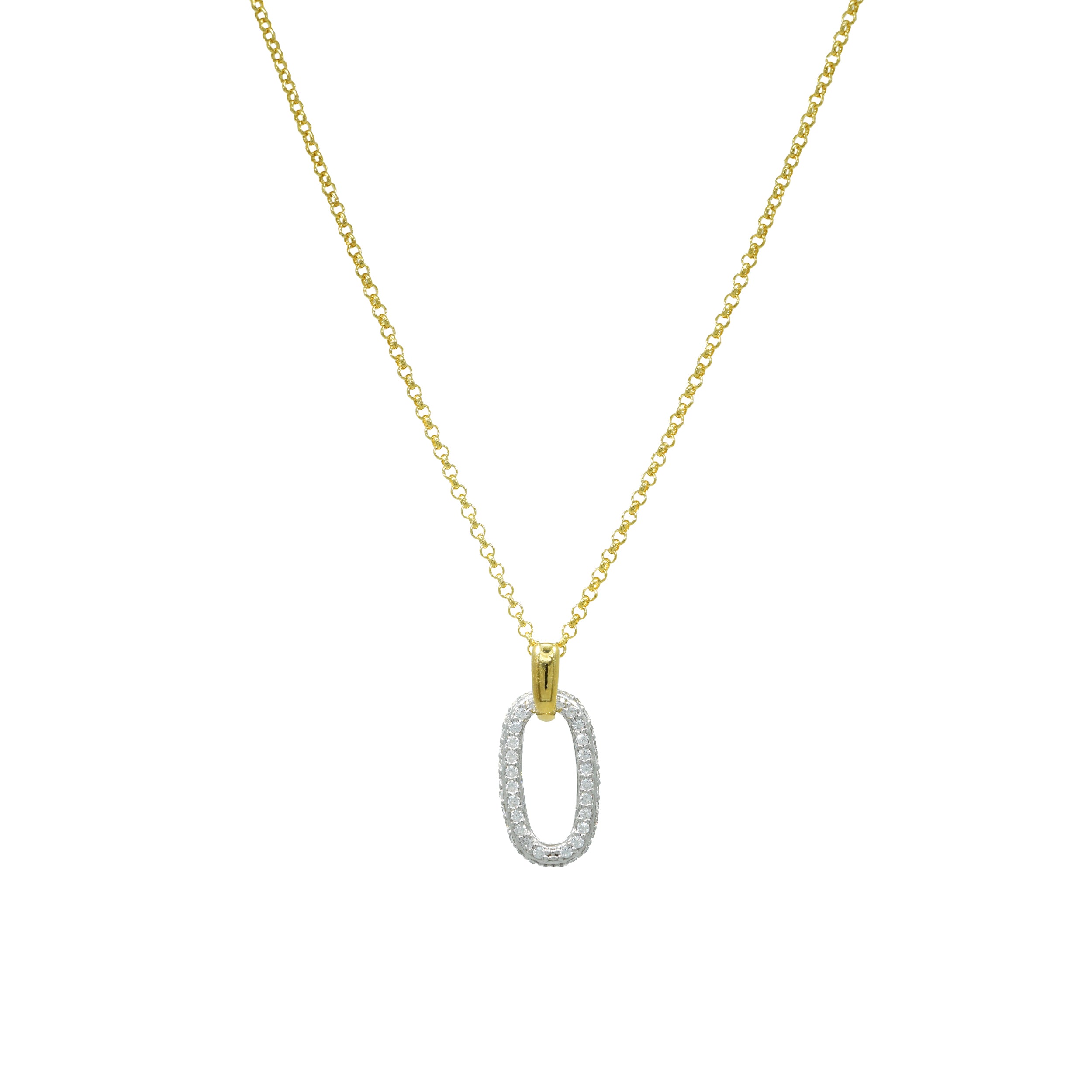 Halskette 925 Silber Vergoldet Bicolor Zirkonia Oval – Splendido – product photo
