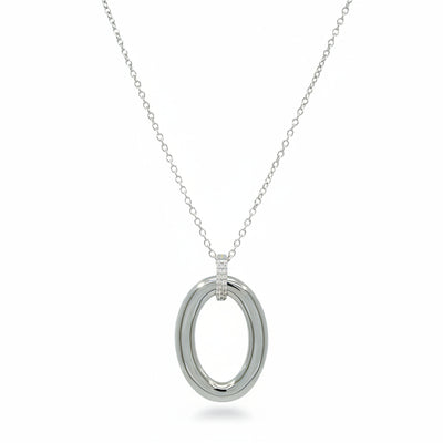 Collier 925 Silber Oval Anhänger Zirkonia Bicolor | Splendido Schmuck