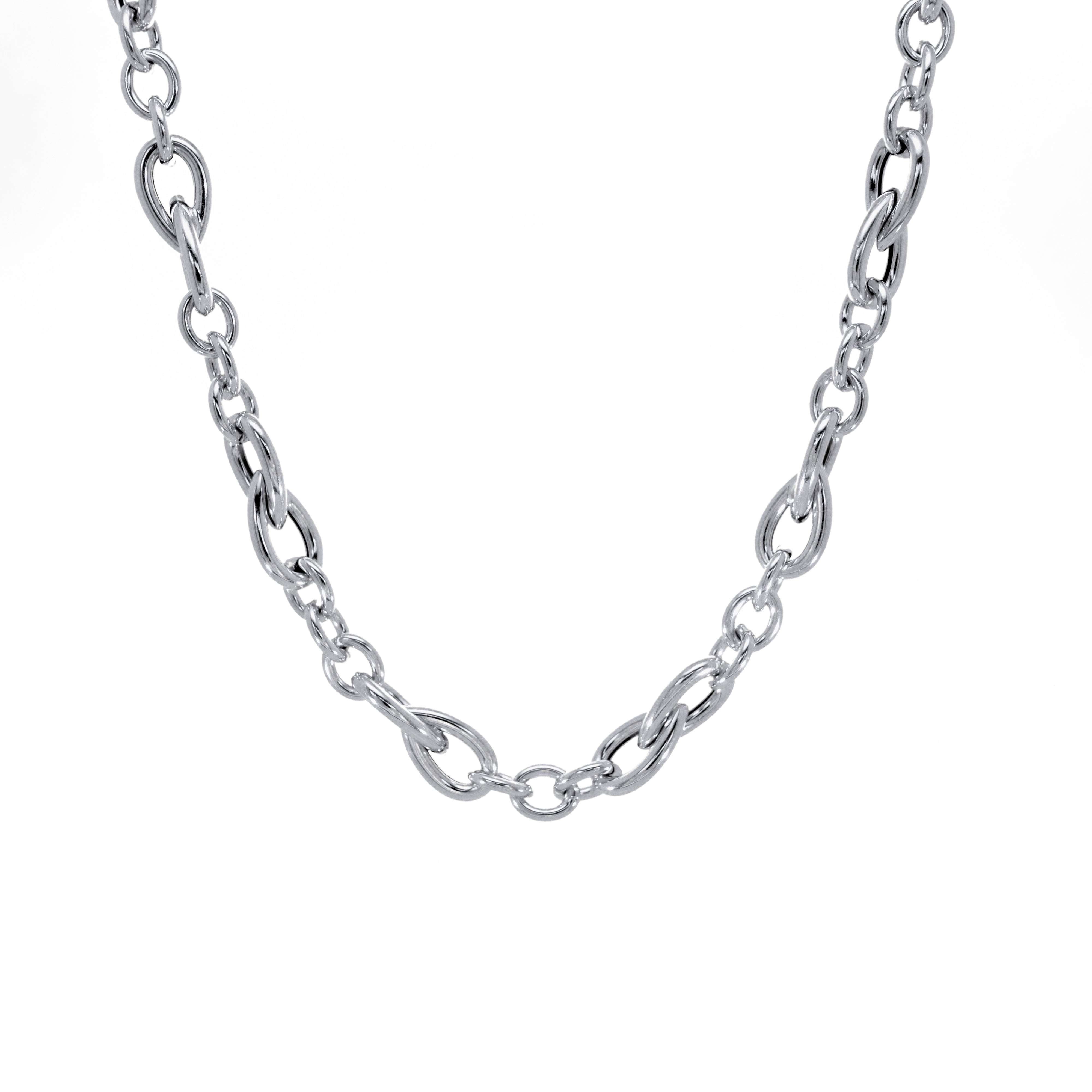 Silberkette mit abwechselnd runden und tropfenförmigen Gliedern aus 925er Silber

