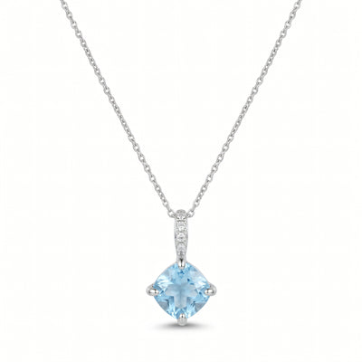 Halskette 925 Silber Topas Cushion Anhänger | Splendido Schmuck