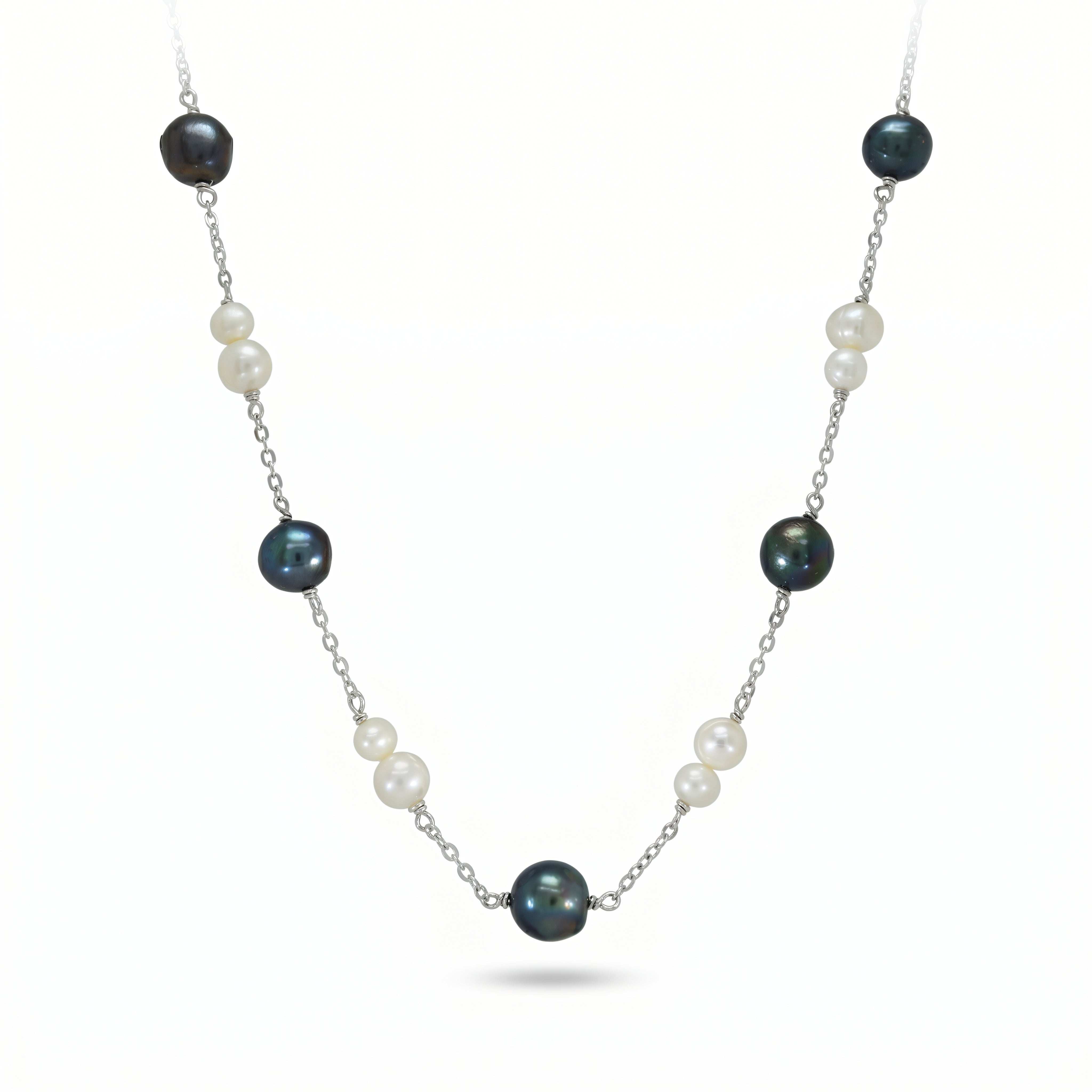 Halskette 925 Silber Süßwasser- und Tahiti-Perlen | Splendido Schmuck