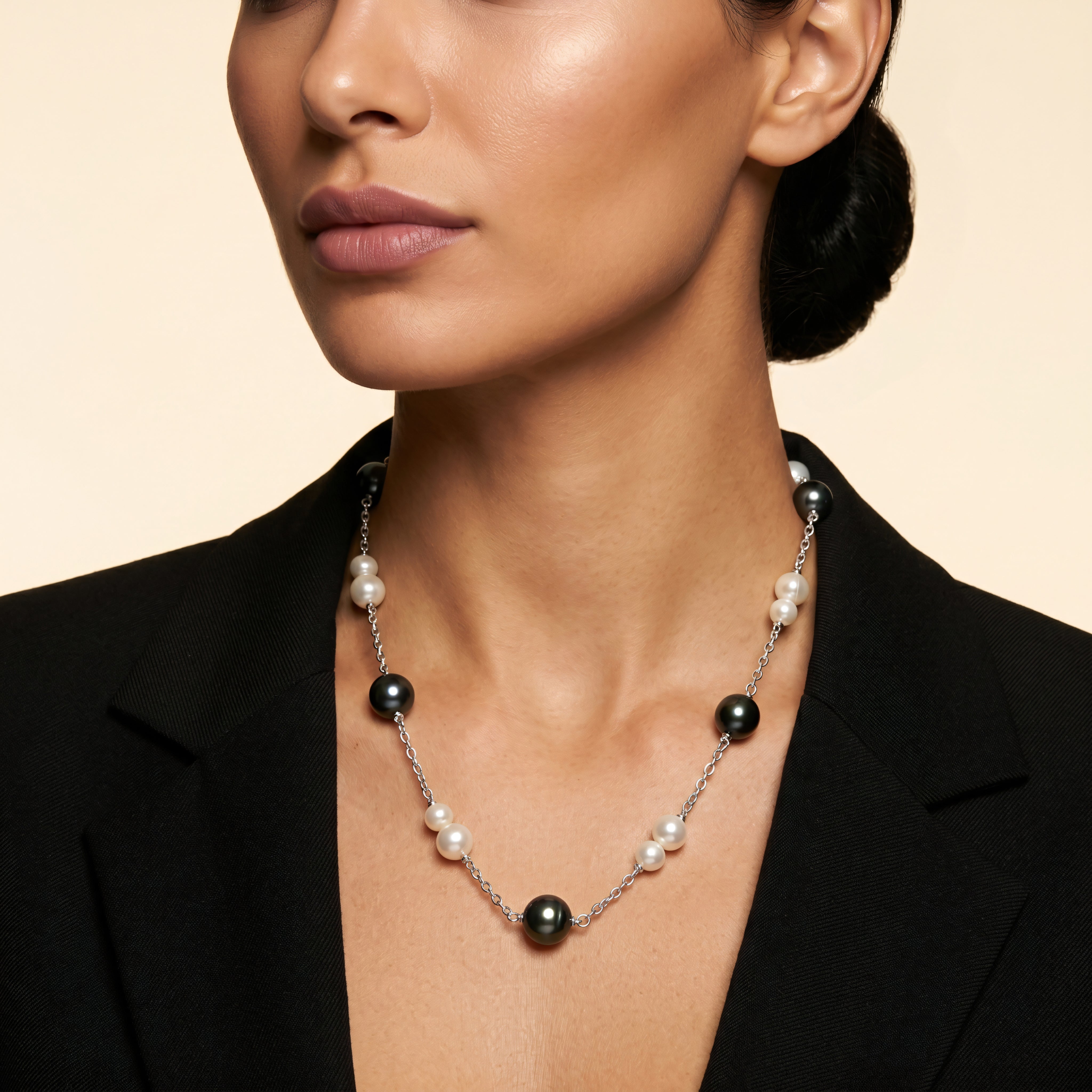 Halskette 925 Silber Süßwasser- und Tahiti-Perlen | Splendido Schmuck