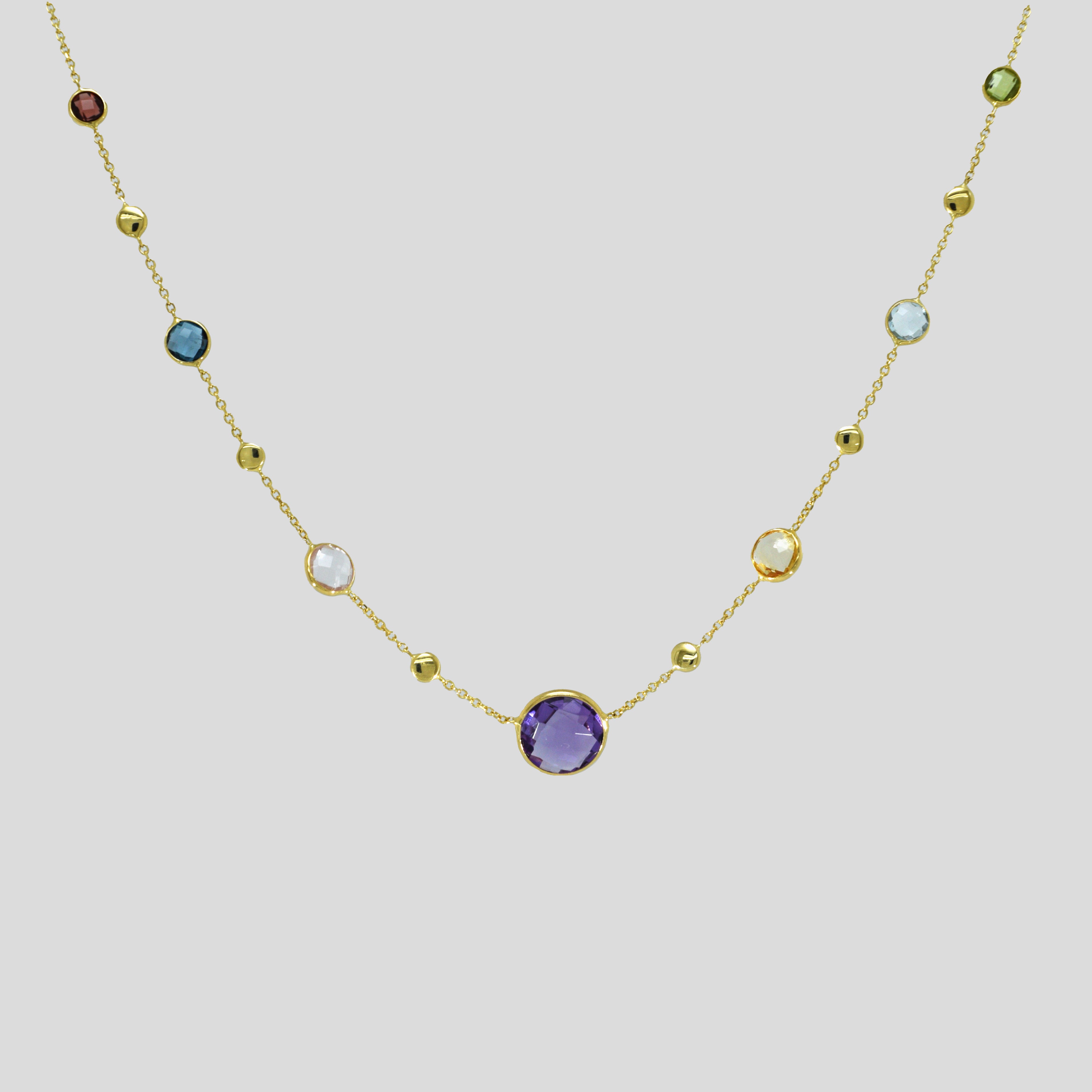 Catena in oro 14K con pietre preziose