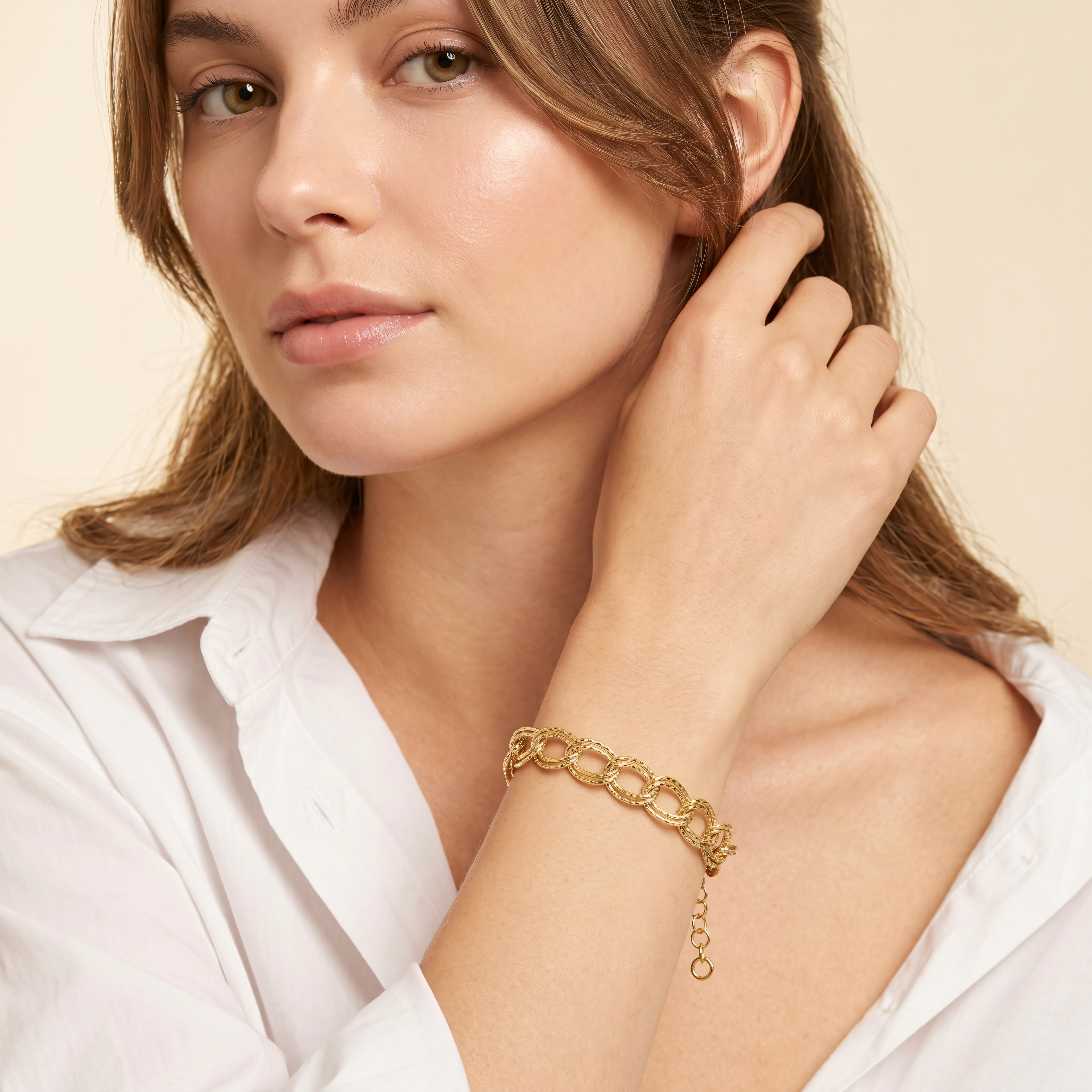 Armband 925 Silber vergoldet Rolo diamantiert | Splendido Schmuck