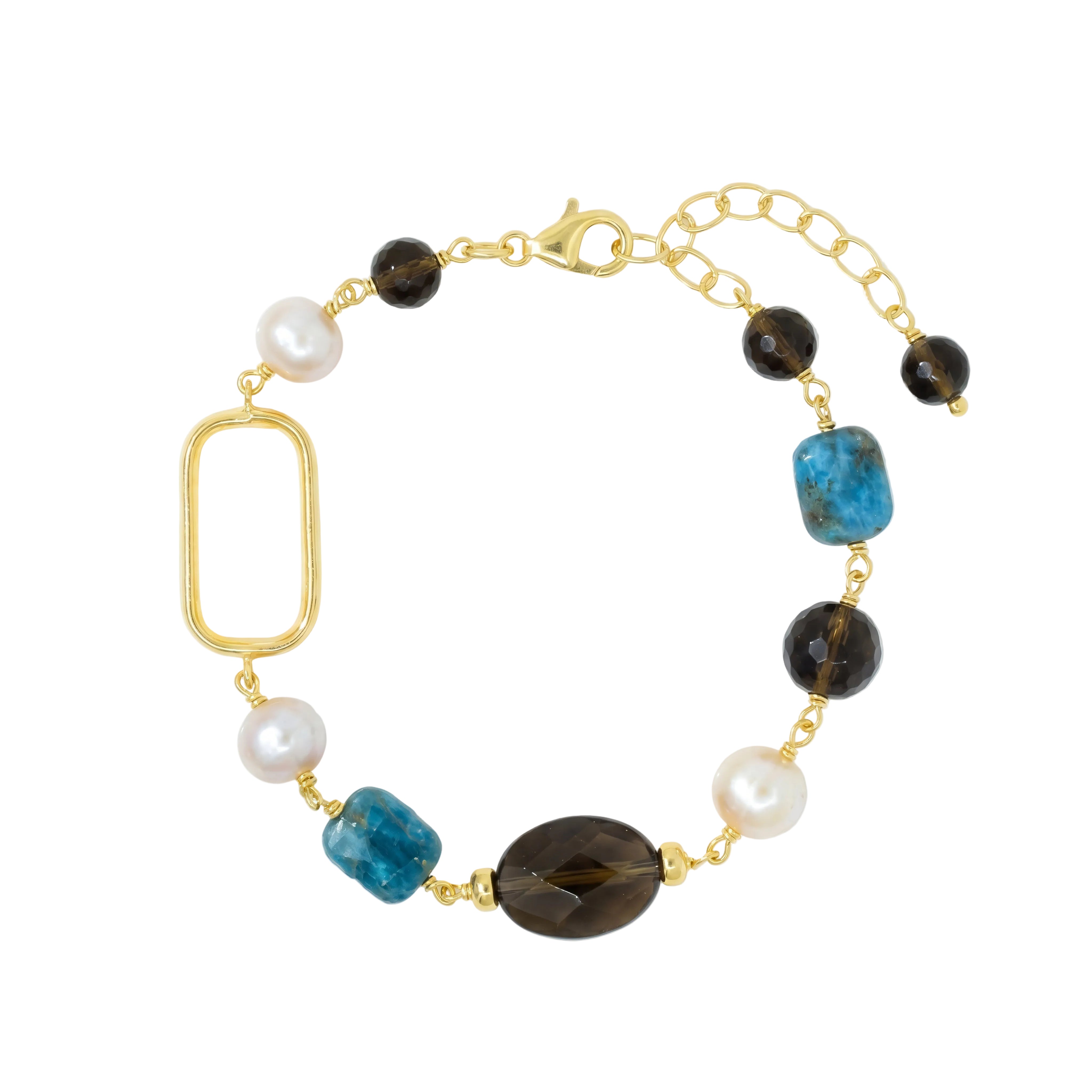 Armband 925 Silber vergoldet Apatit Rauchquarz Perle | Splendido Schmuck