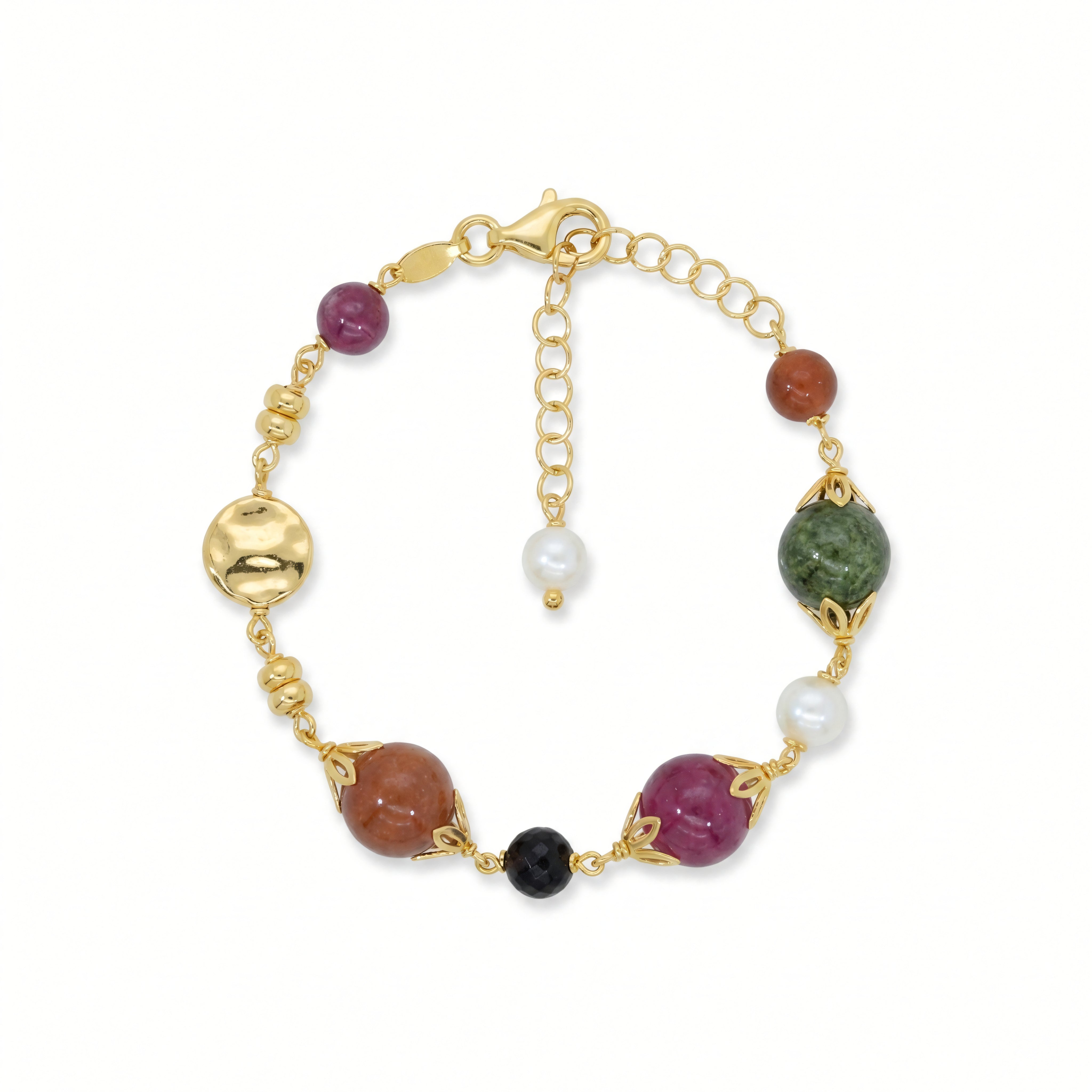 Armband 925 Silber vergoldet Edelstein-Mix Jade Turmalin | Splendido Schmuck