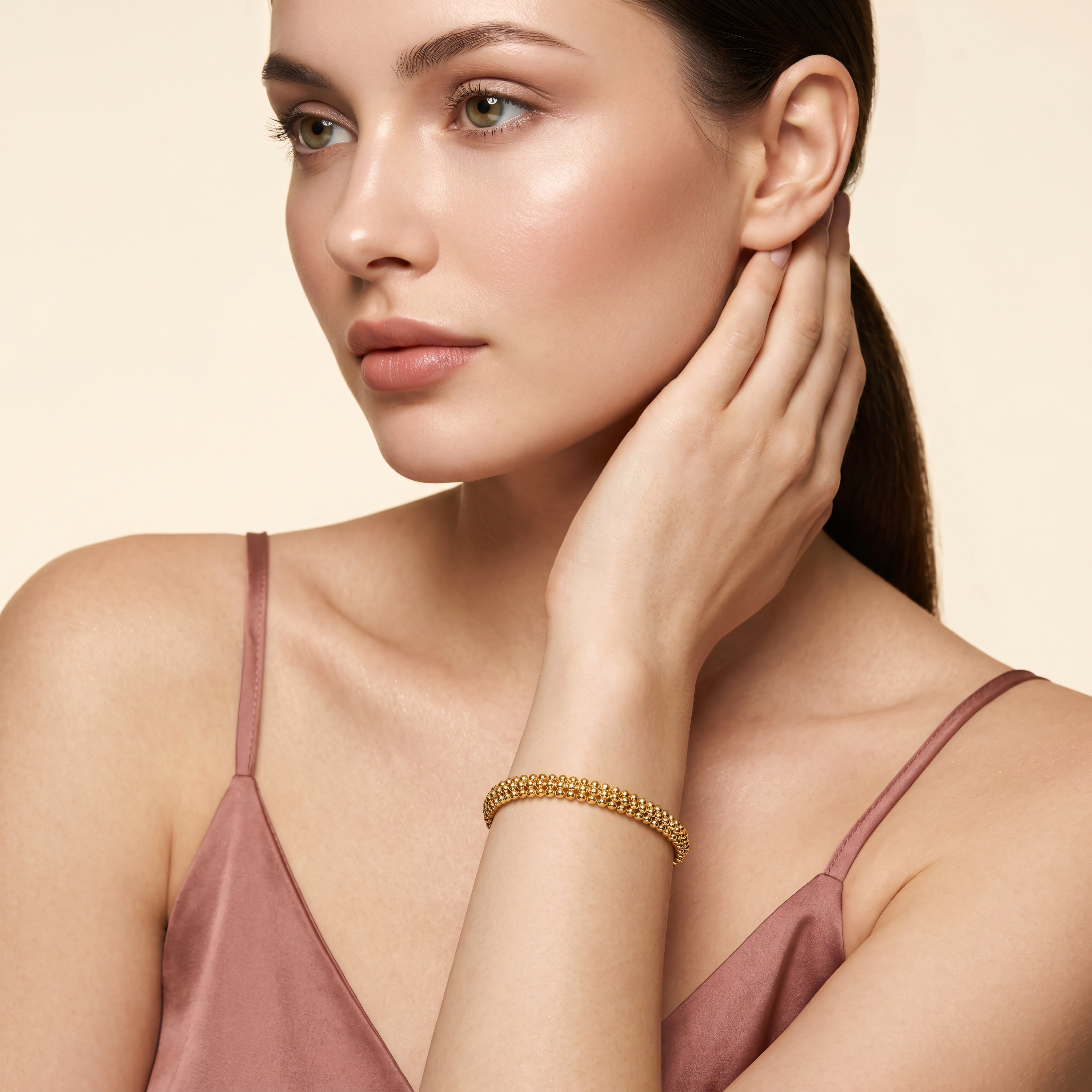 Armband 925 Silber vergoldet Rippenstruktur gewunden | Splendido Schmuck