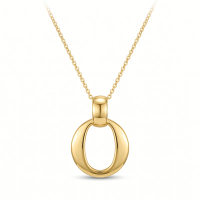 Halskette 925 Silber vergoldet ovaler Ringanhänger | Splendido Schmuck