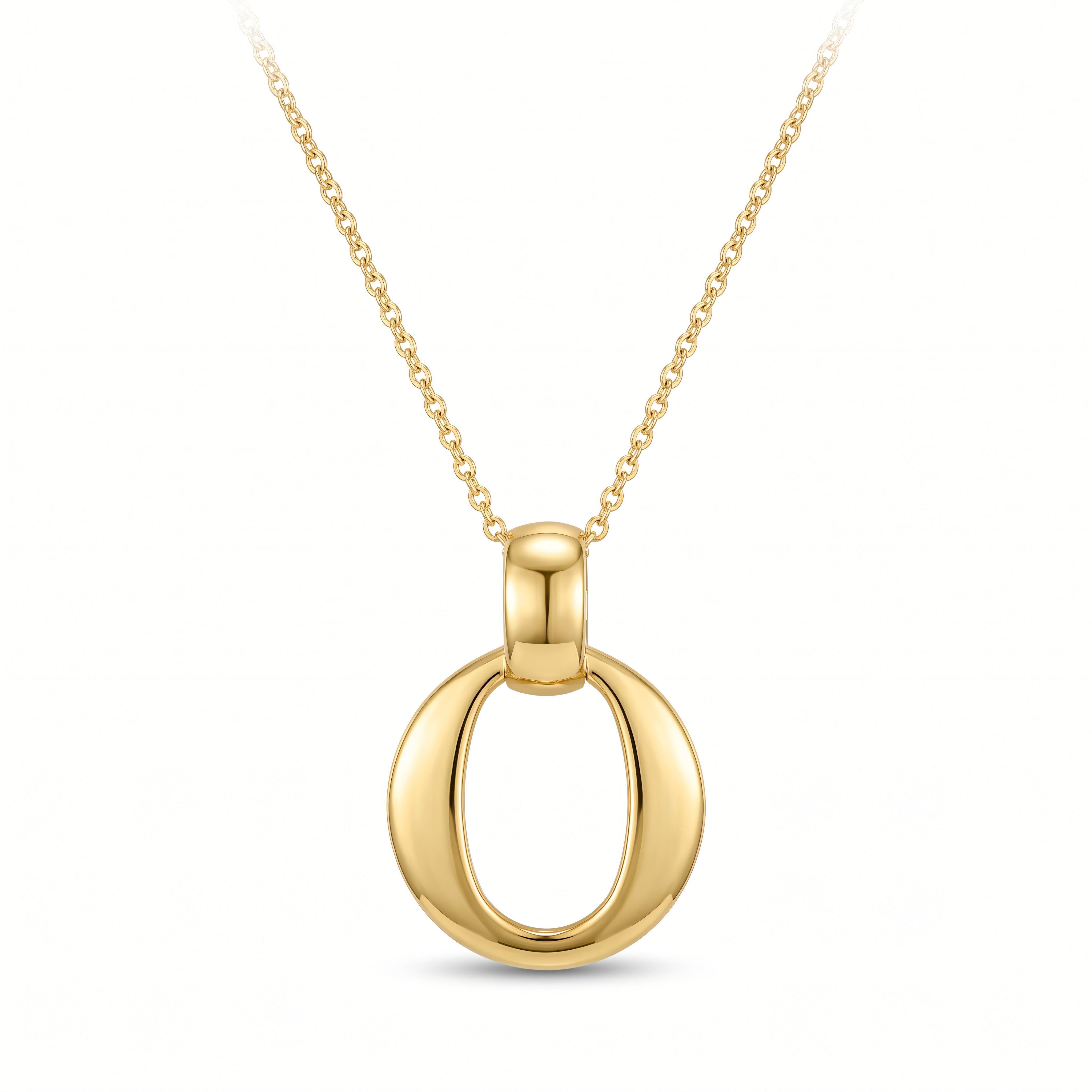 Halskette 925 Silber vergoldet ovaler Ringanhänger | Splendido Schmuck