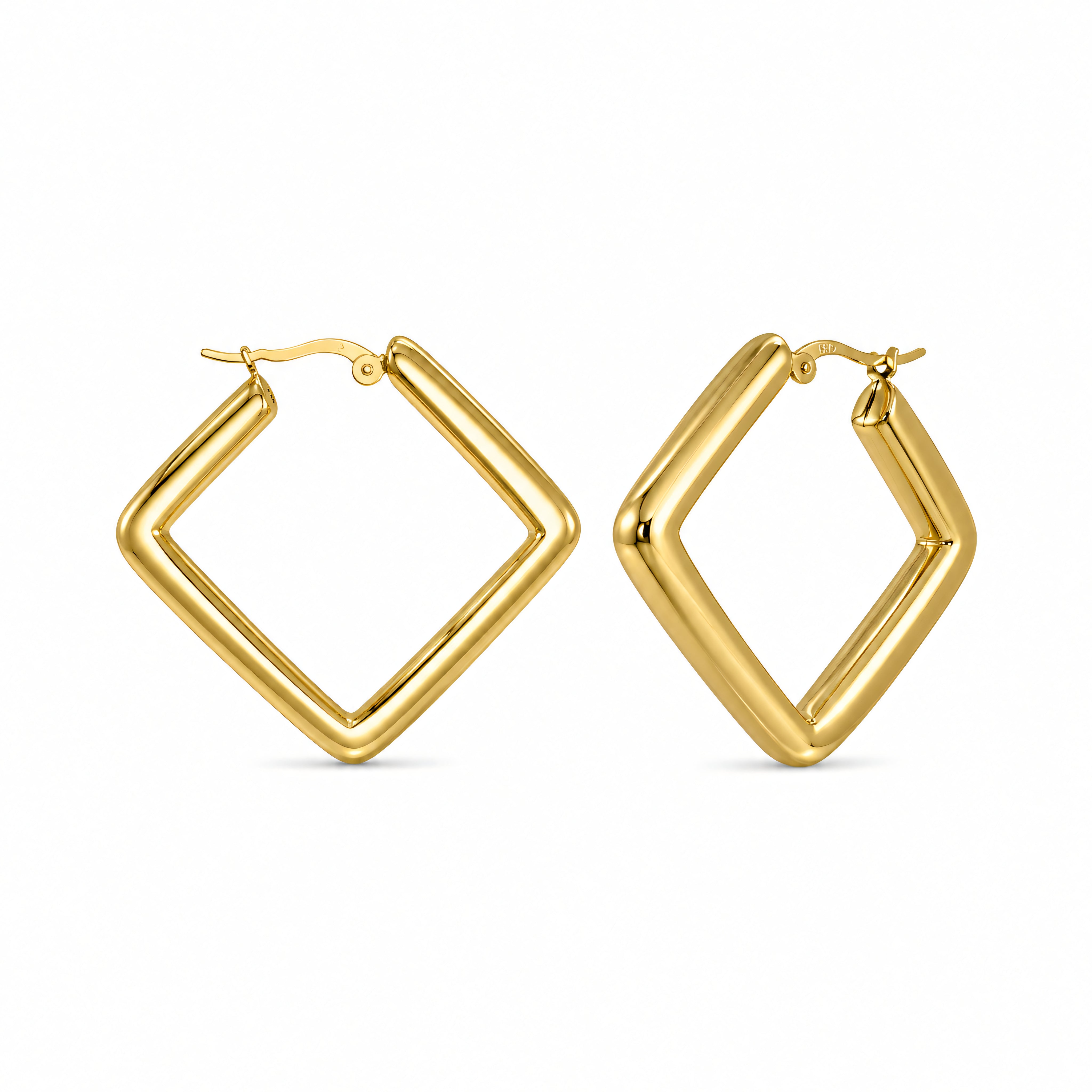 Creolen 925 Silber vergoldet Eckig | Splendido Schmuck