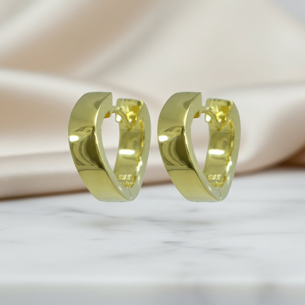 925 Sterling Silber Creolen Hochglanzpoliert Breiter Leicht Gewölbter Vorderteil Mit Klappverschluss