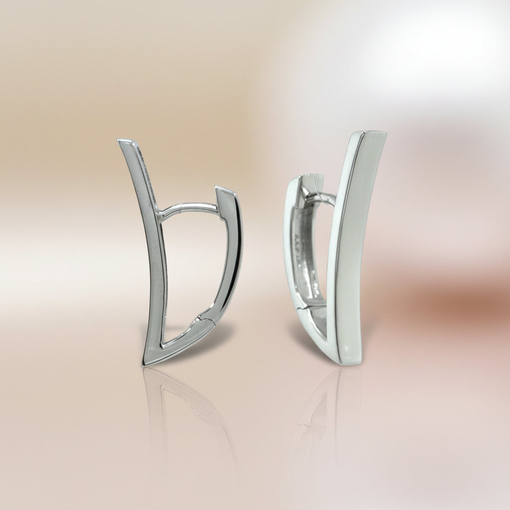 Silbercreolen 925 Minimalistische Form Mit Leicht Geschwungene Linienführung Und Hochglanzoberfläche Zeitlos