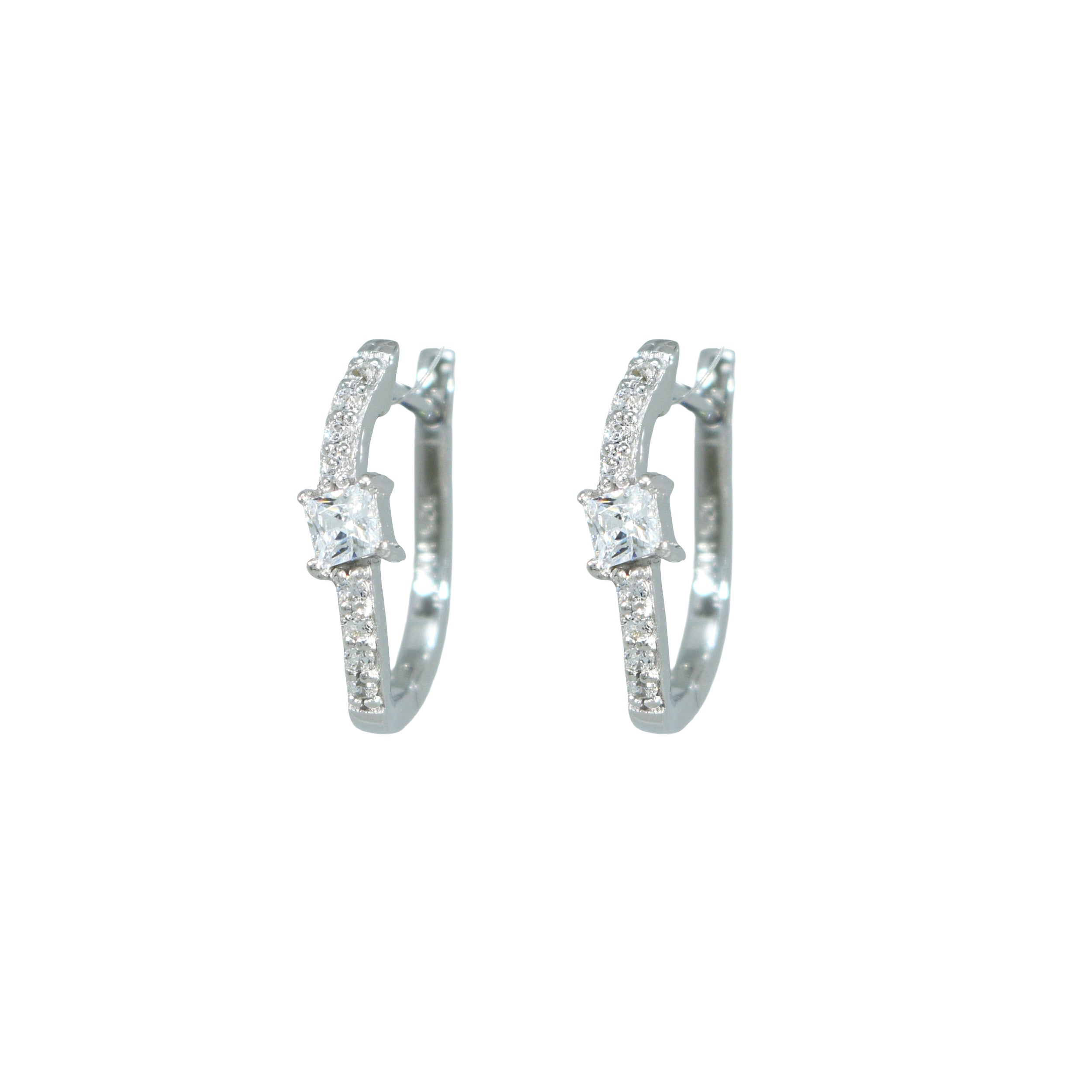 Creolen 925 Silber Pavé Reihe Quadrat Solitär – Splendido – photo produit