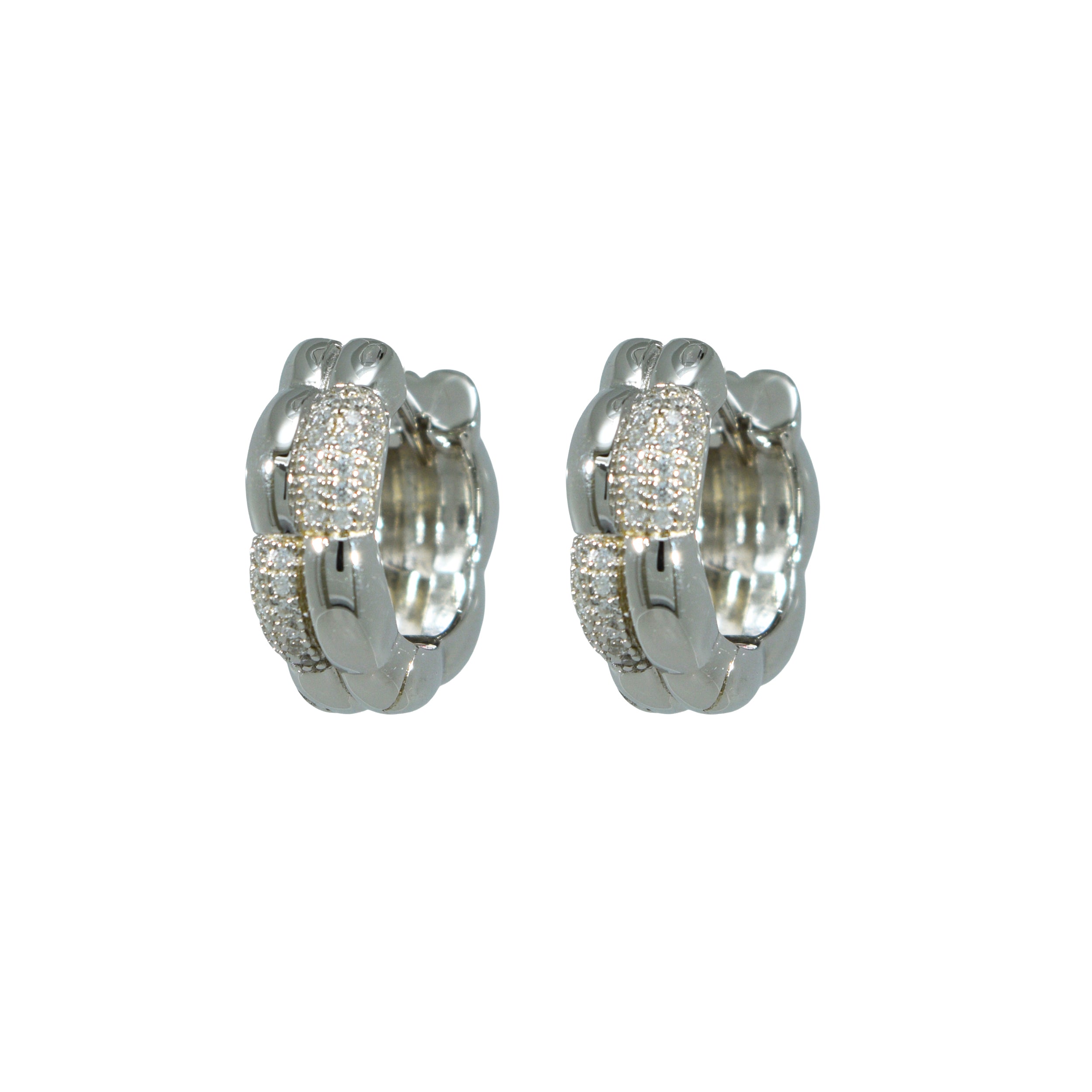 Creolen 925 Silber Kettenglied Zirkonia Hochglanz – Splendido – photo produit