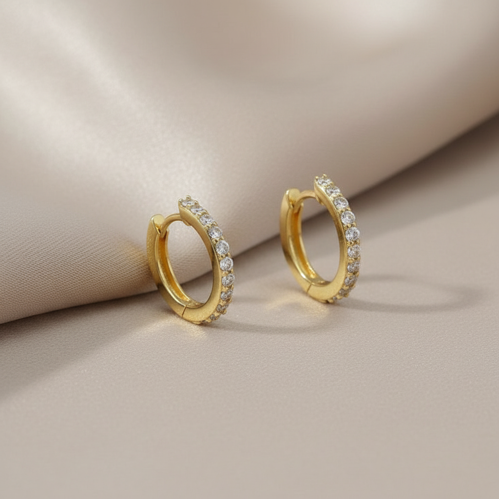 Silbercreolen 925 Mit Zirkonia Pavé Rundum Besetzt Runde Design Ideal Für Alltag Und Festliche Anlässe