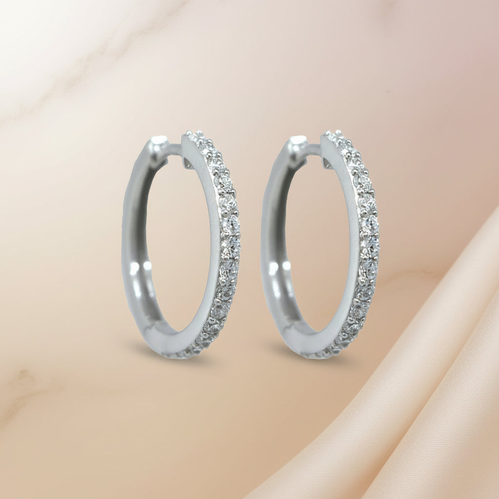 Silber 925 Creolen Mit Zirkonia Rundum-Besatz