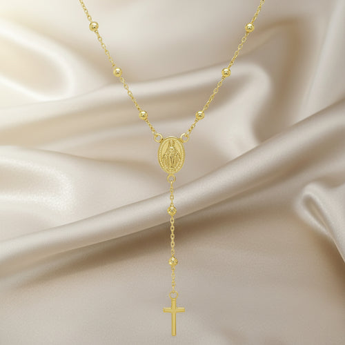 Halskette 925 Silber Rosenkranzkette Maria Kreuz | Splendido Schmuck
