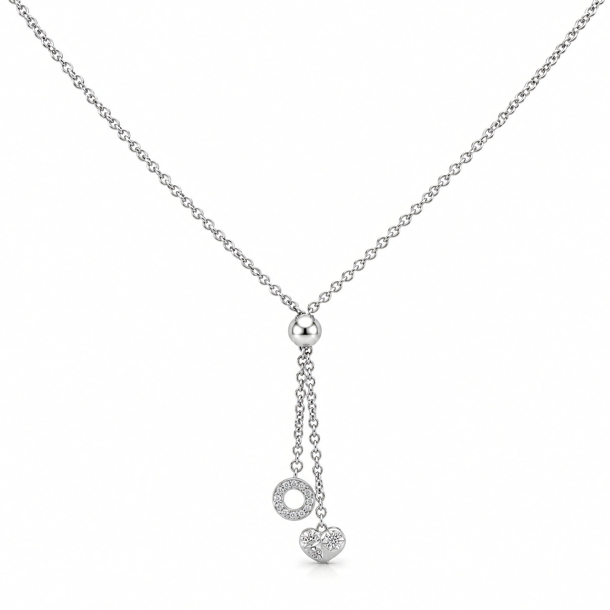 Halskette 925 Silber Y-Form Herz Kreis Zirkonia – Splendido – photo produit