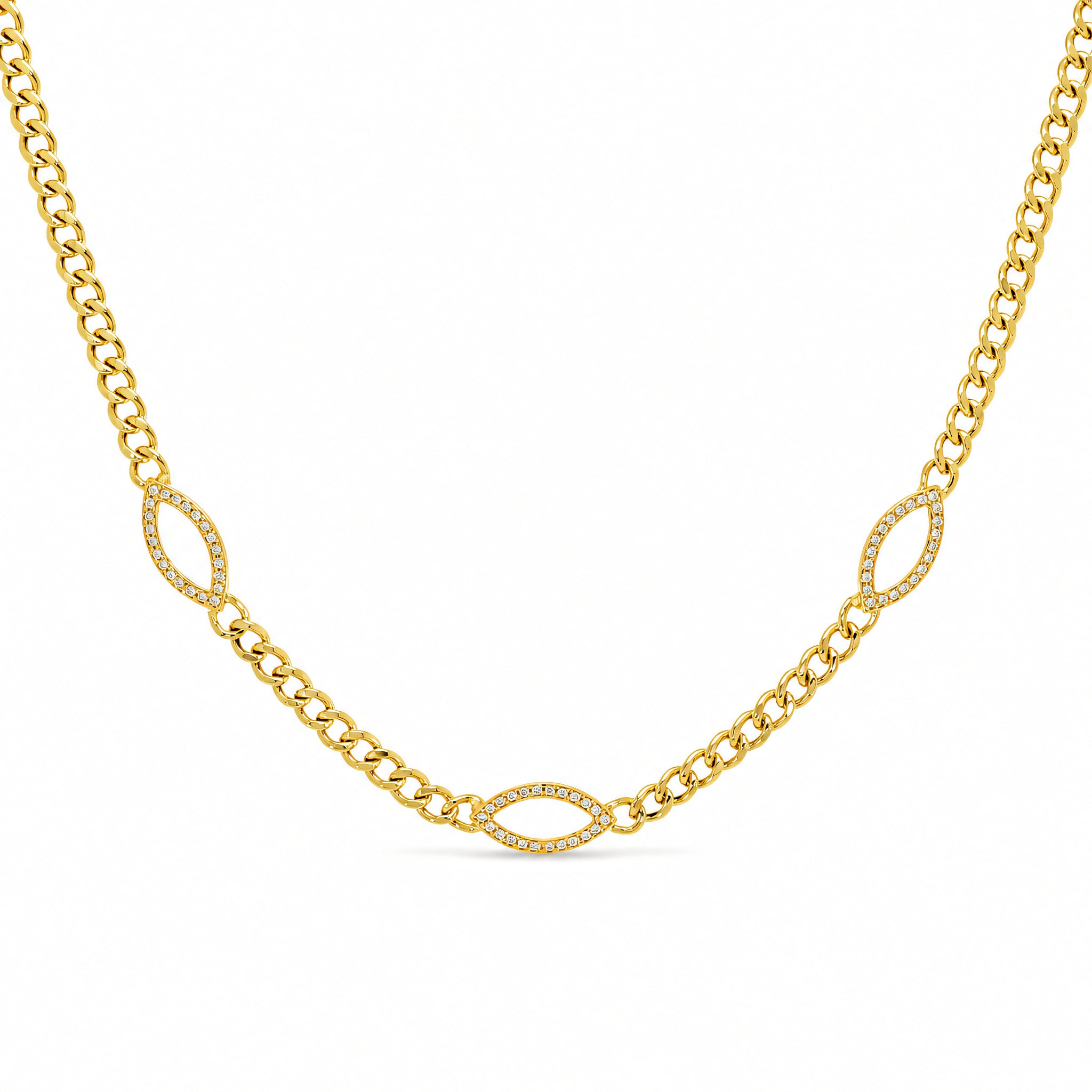 Halskette 925 Silber Marquise Zirkonia vergoldet – Splendido – photo produit