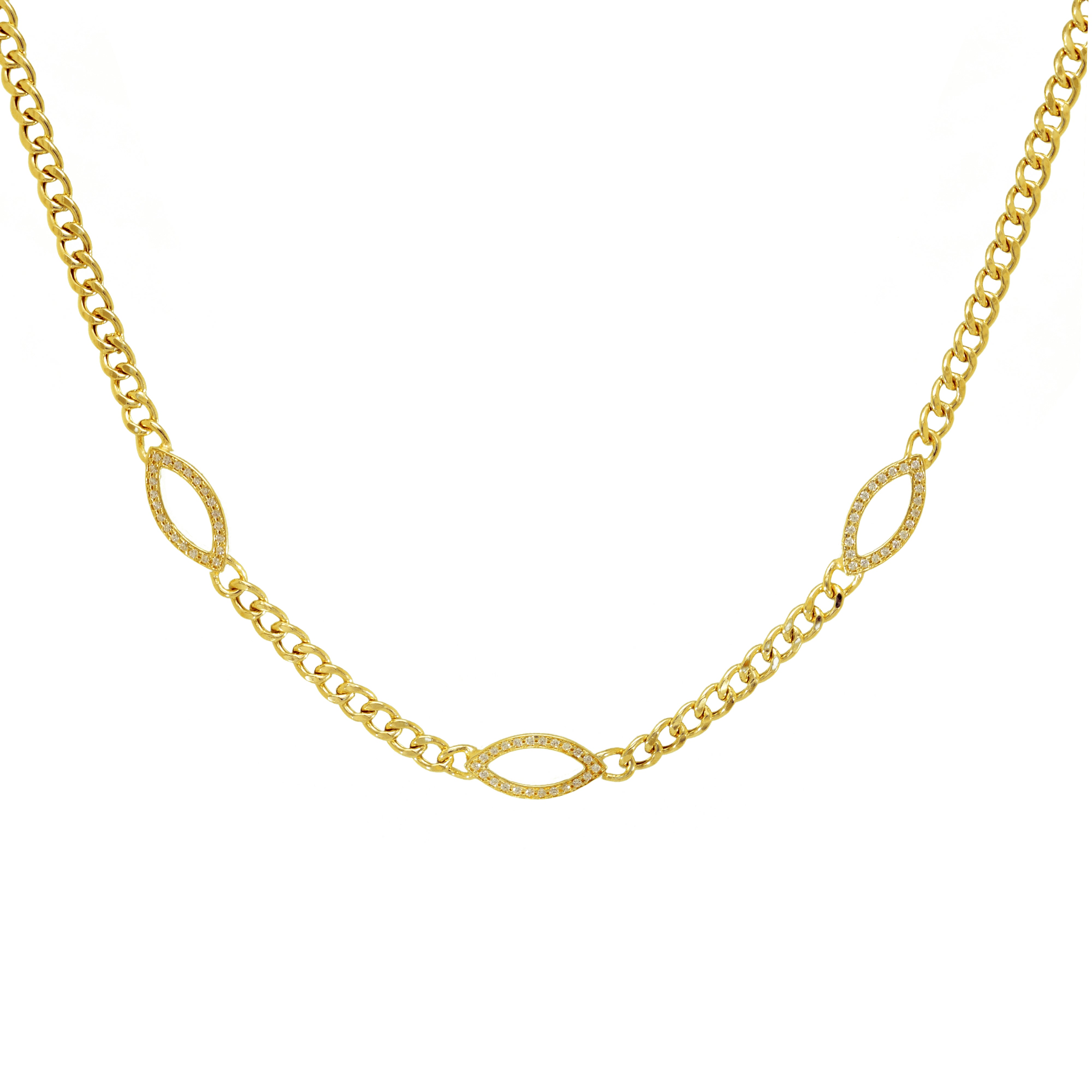 Halskette 925 Silber Marquise Zirkonia vergoldet – Splendido – foto producto