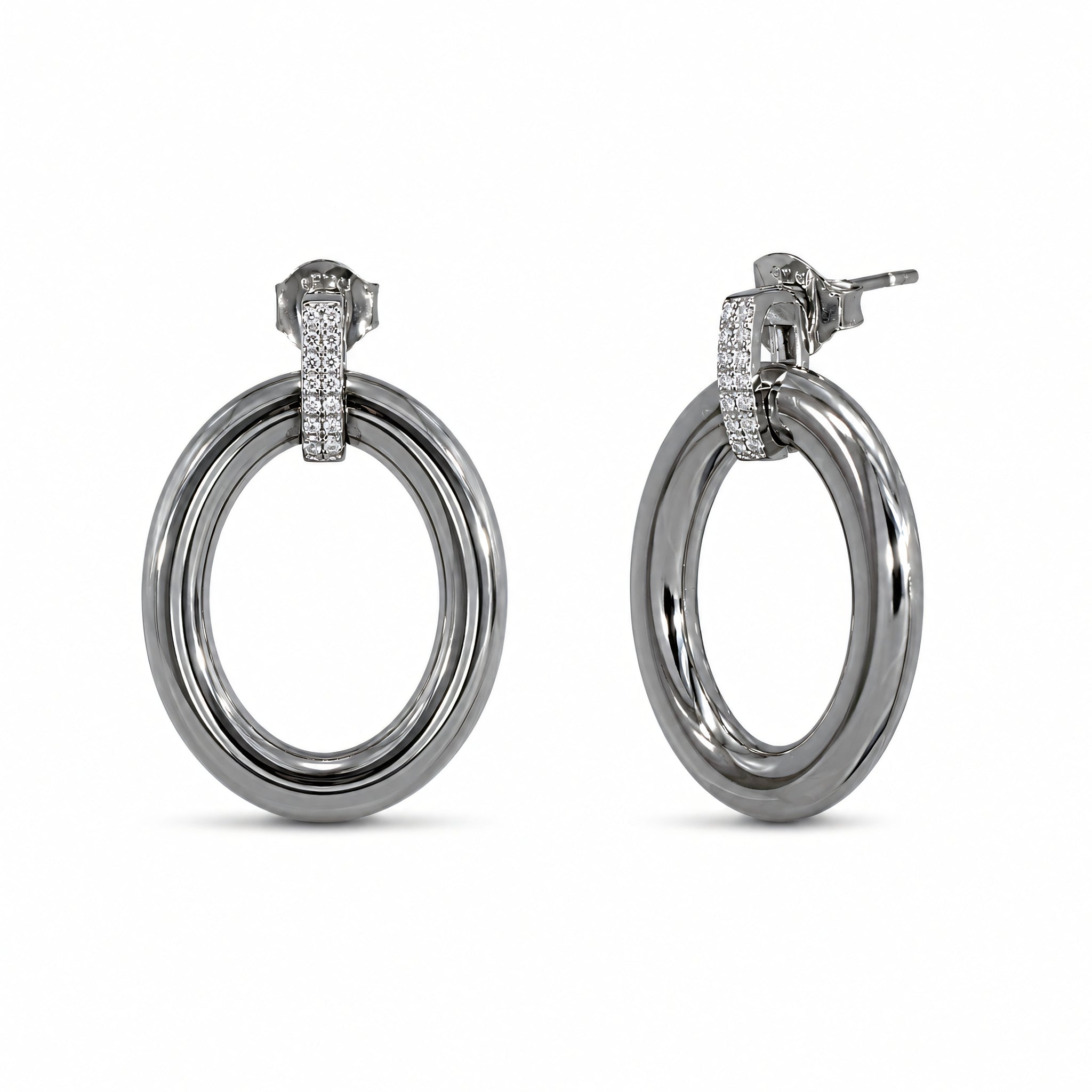 Ohrstecker 925 Silber Pavé Zirkonia Oval Anhänger | Splendido Schmuck