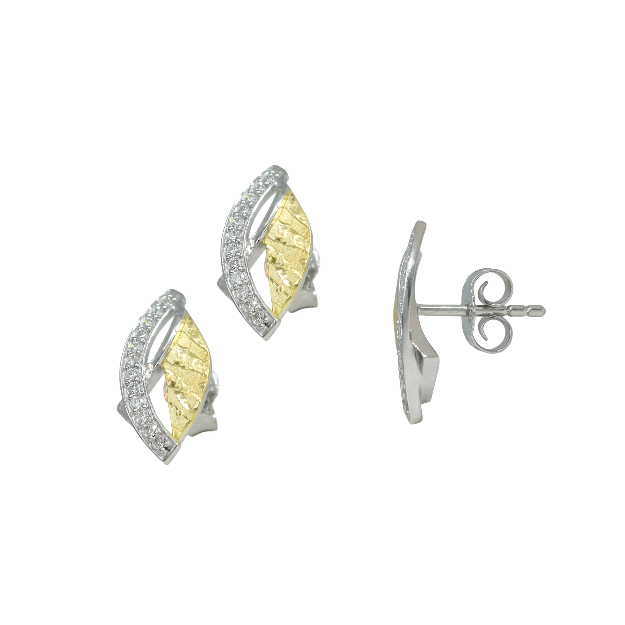 Ohrstecker 925 Silber Verschlungene Blätter Bicolor – Splendido – foto producto