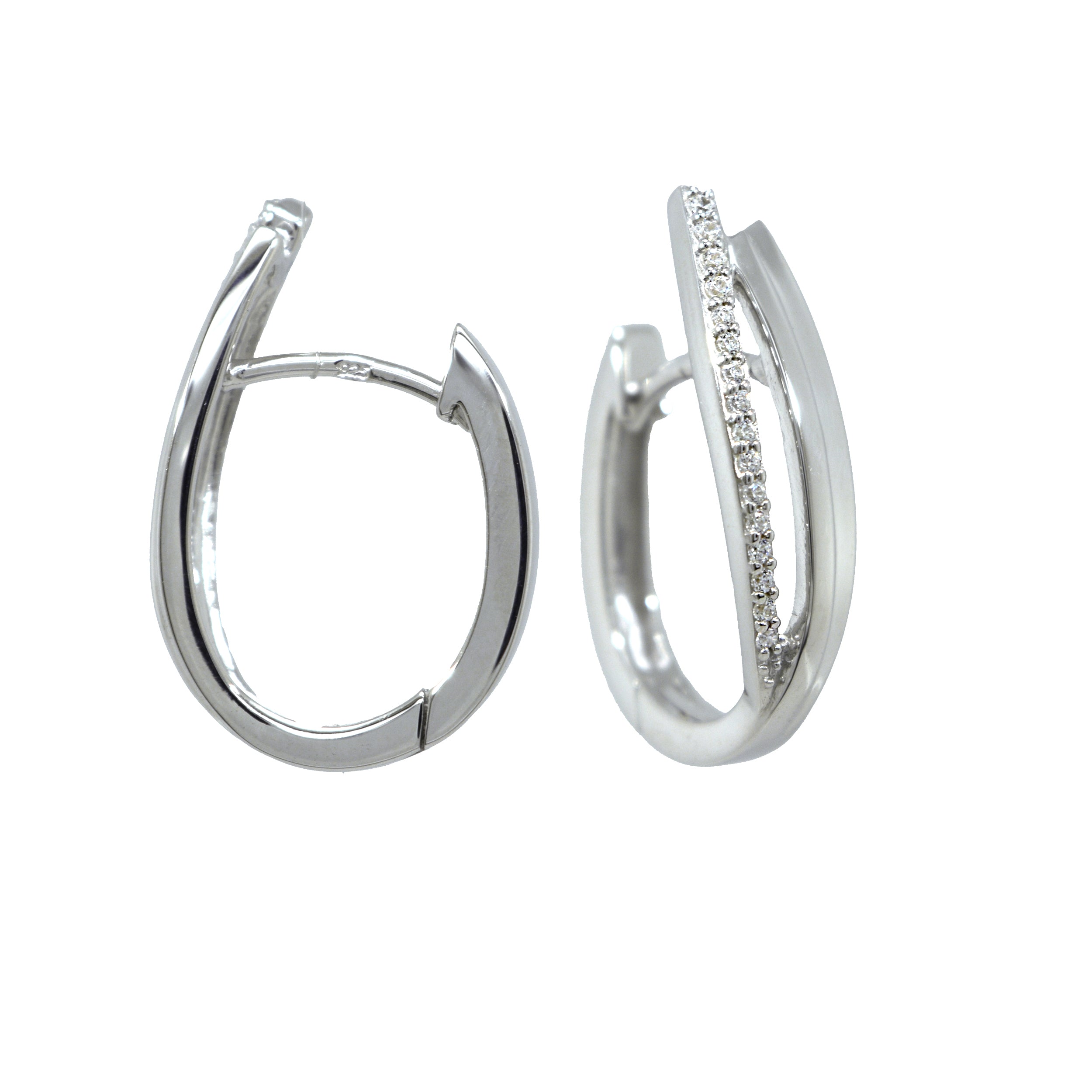 Creolen aus Silber mit Zirkonia und offener Doppelschiene


