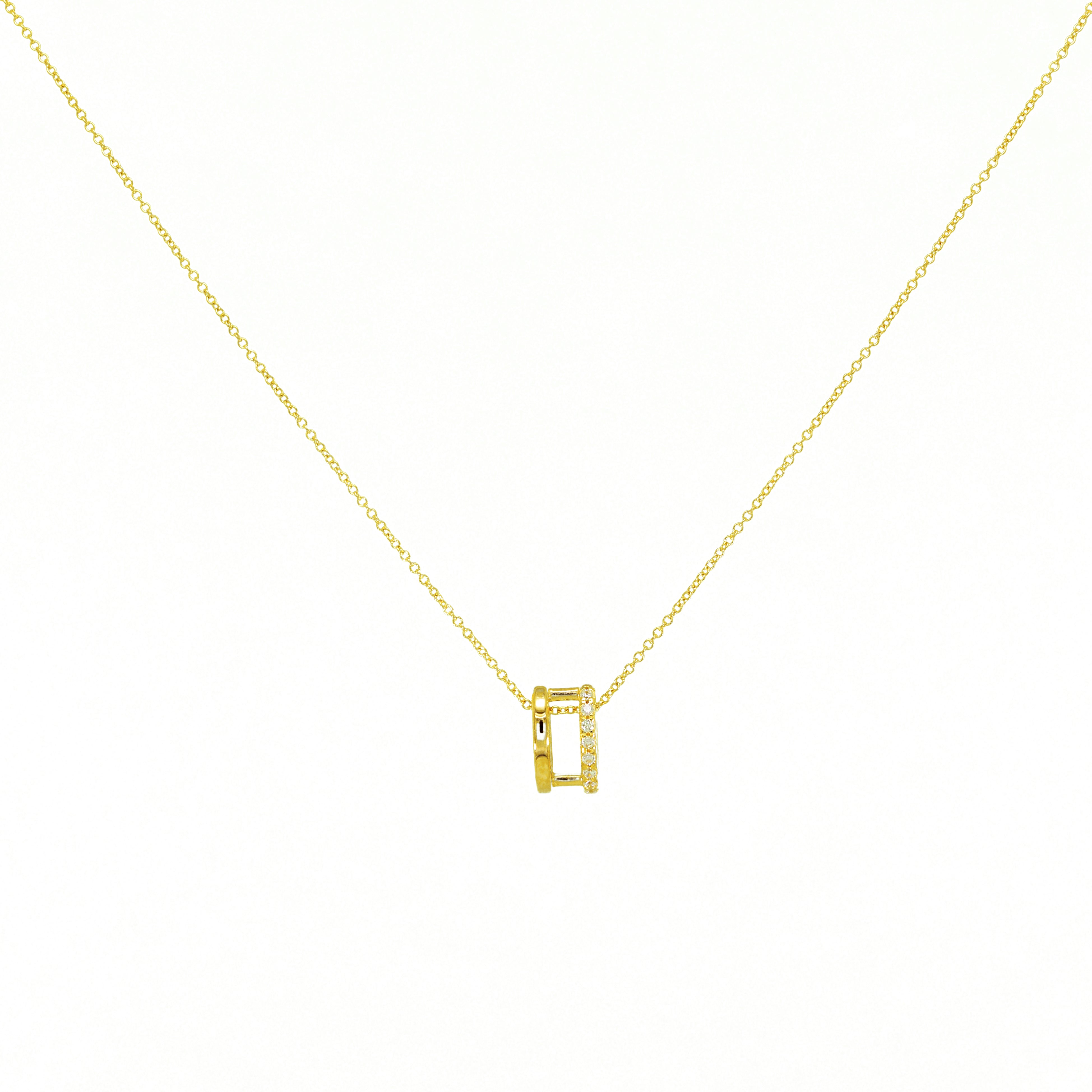 Splendido 0260 Goldkette mit zwei Halbkreisen, glatt und Zirkonia, matt-glanz Kombination