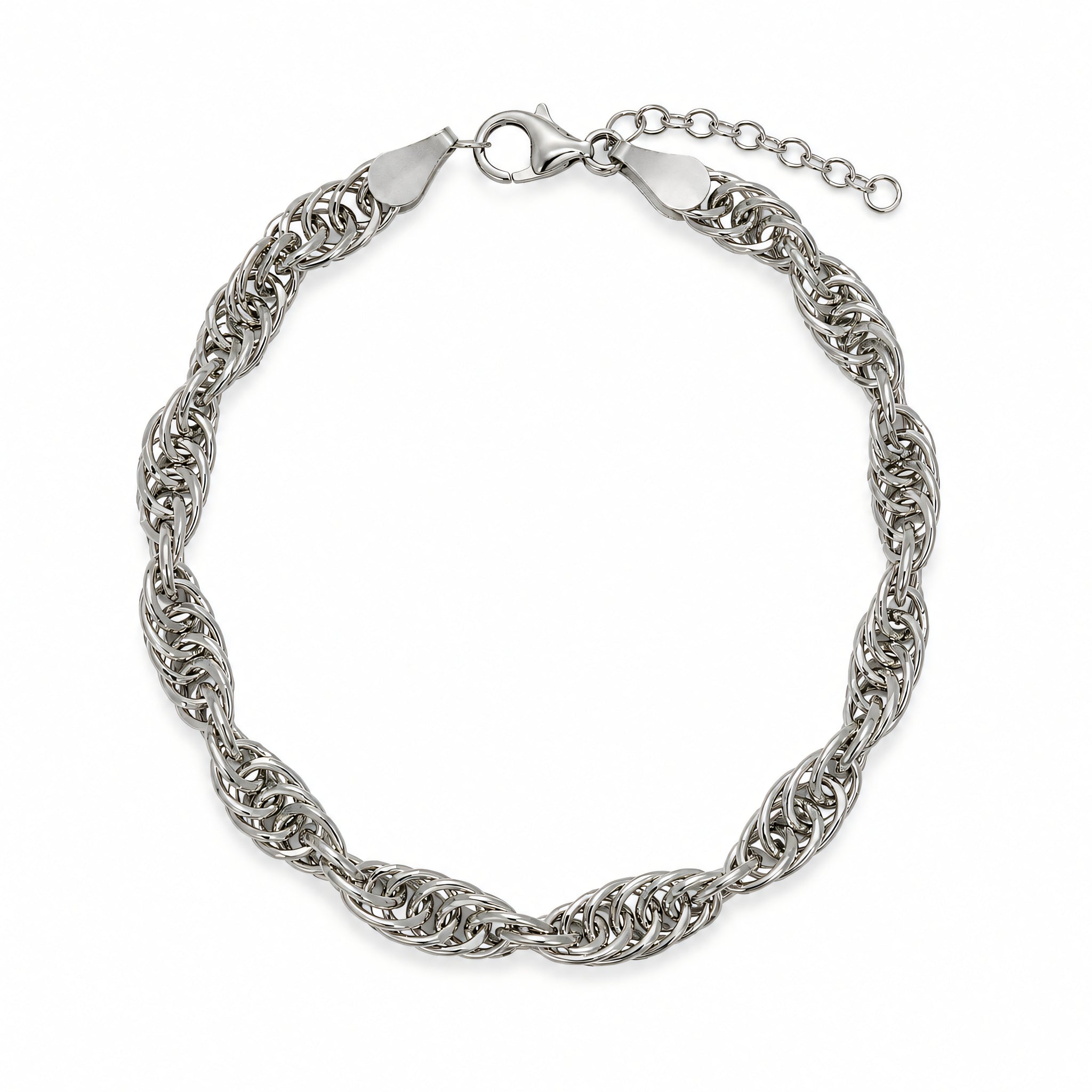 Armband 925 Silber Rhodiniert Gedrehte Panzerkette | Splendido Schmuck