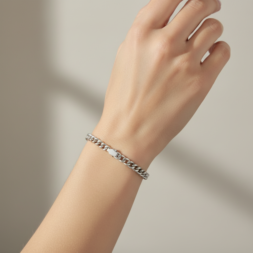 Silberarmband mit Panzerkette