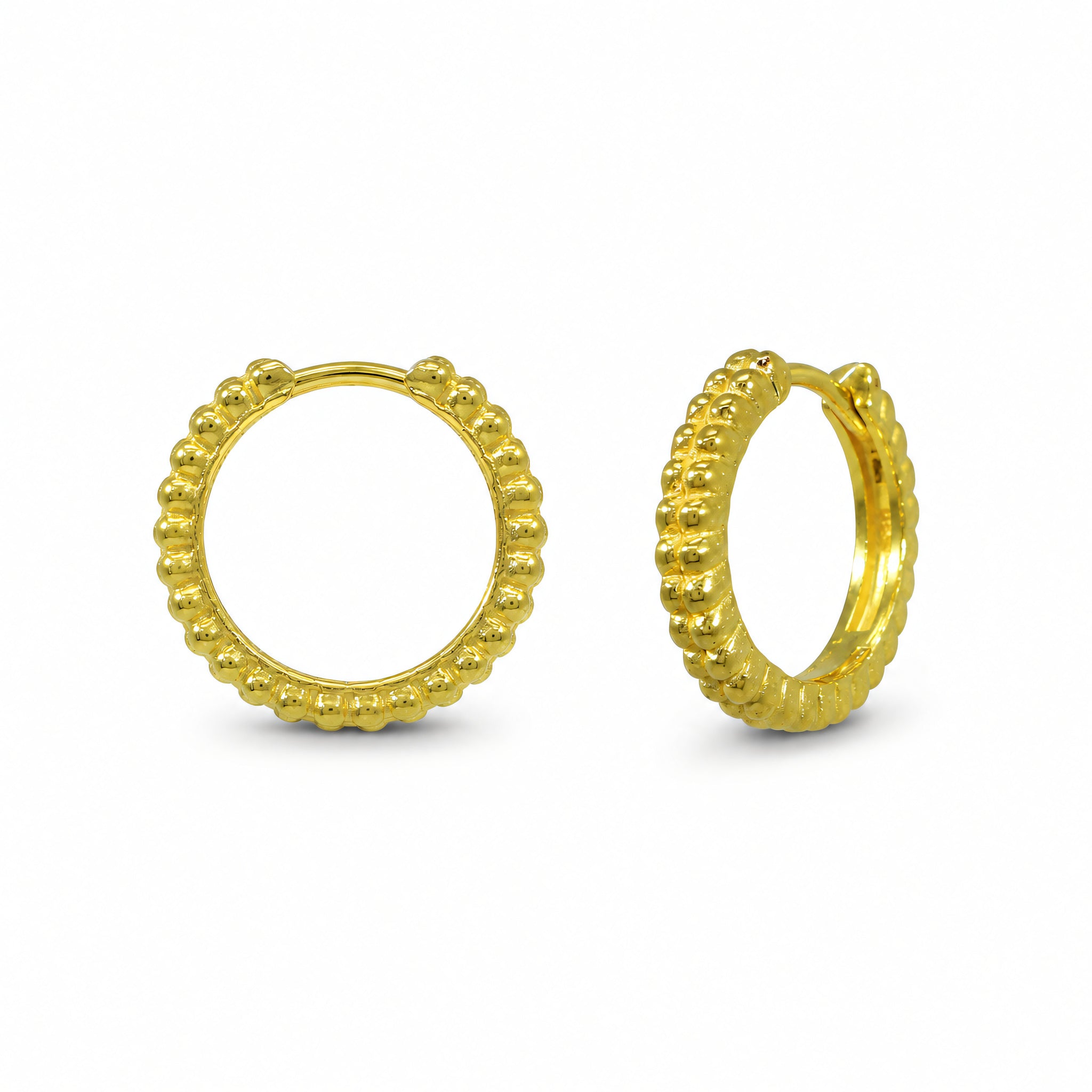 Creolen 925 Silber Vergoldet Bead-Struktur | Splendido Schmuck