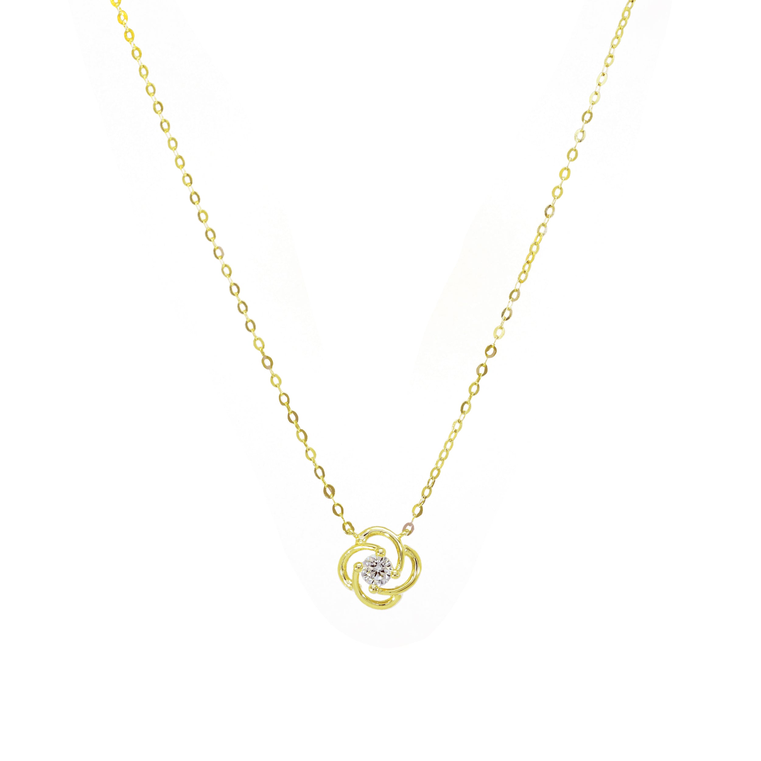 Kette mit Zirkonia-Blütenanhänger aus 14 Karat Gelbgold

