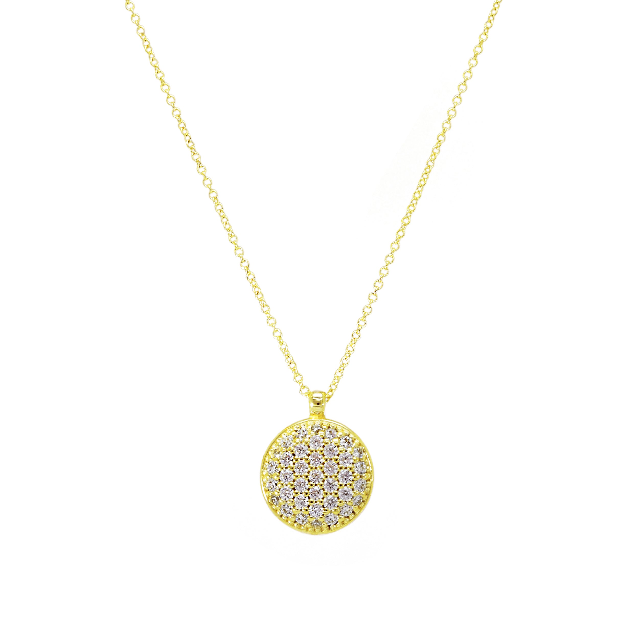 Kette mit rundem Zirkonia-Anhänger aus 14 Karat Gold

