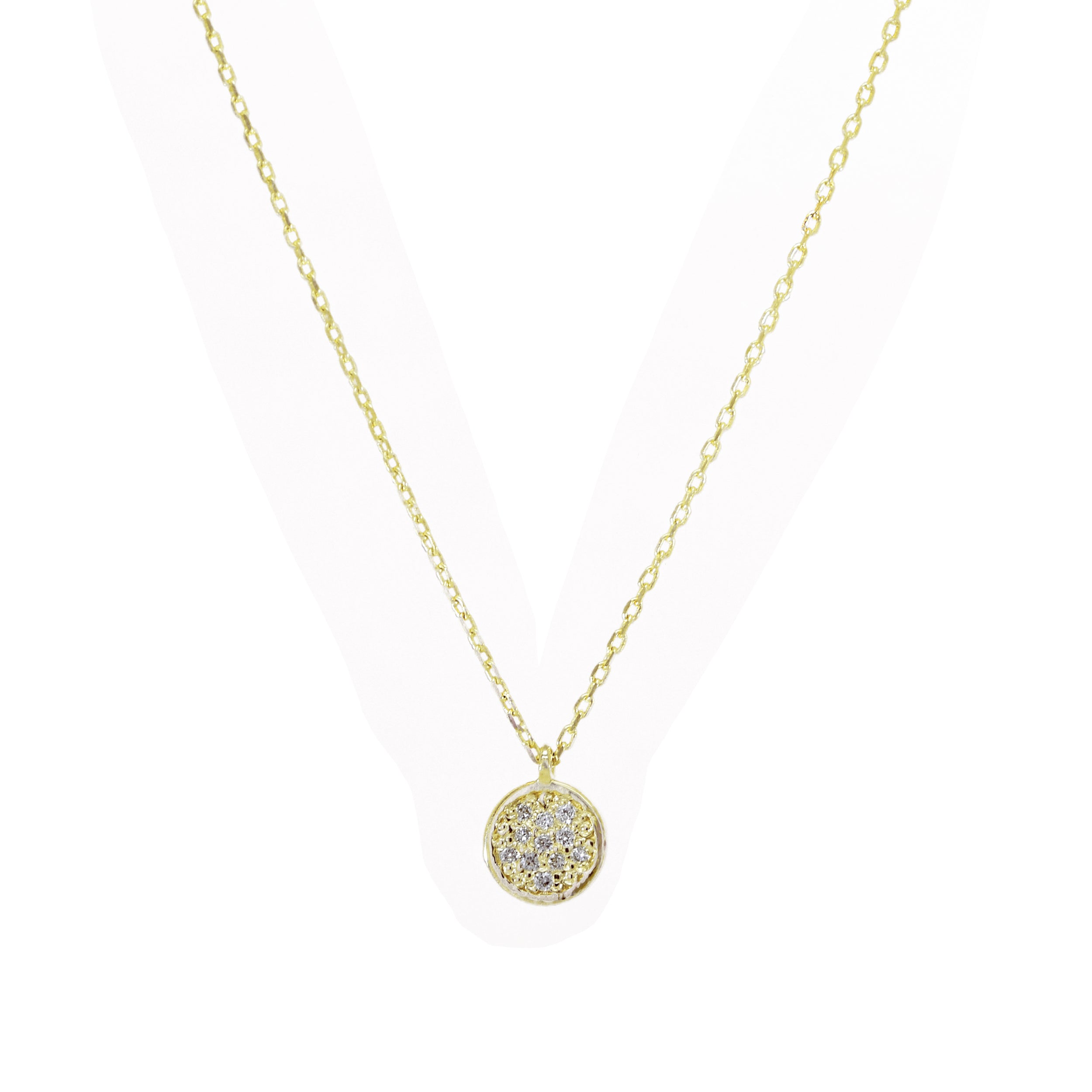 Kette mit rundem Brillant-Anhänger aus 14 Karat Gelbgold

