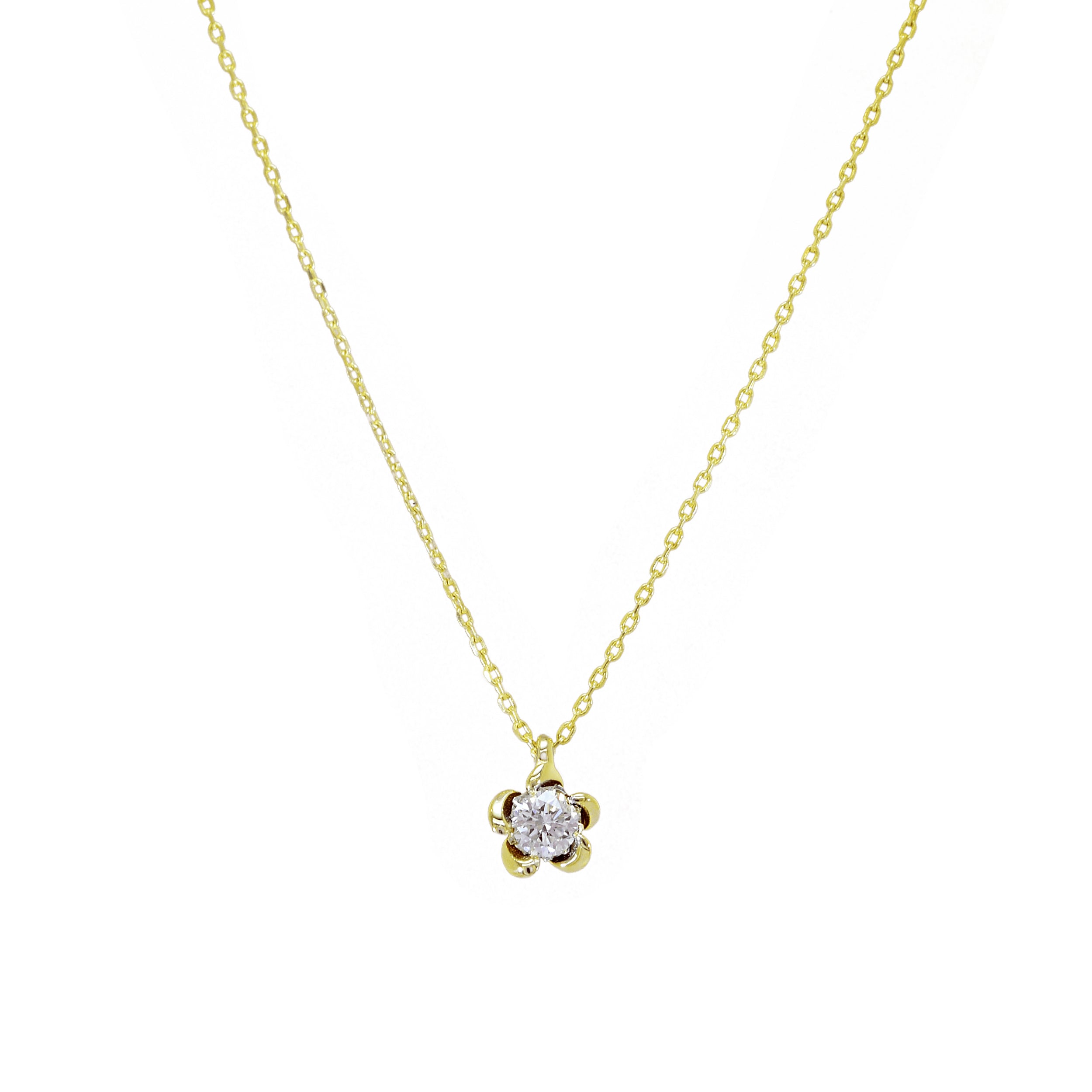 Kette mit Brillant-Anhänger in Blütenform aus 14 Karat Gold

