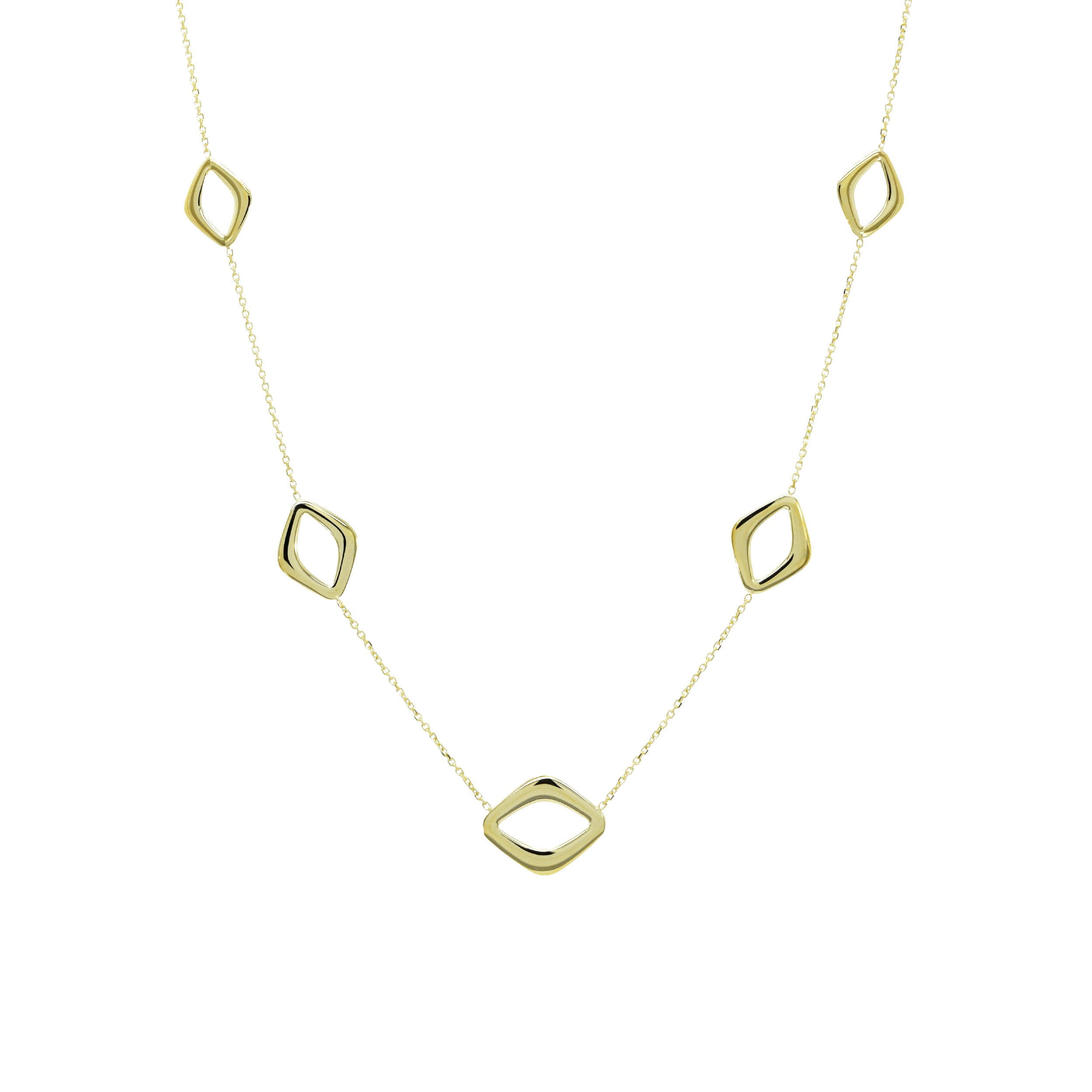 Goldkette mit fünf rhombenförmigen Gliedern in glatter Ausführung