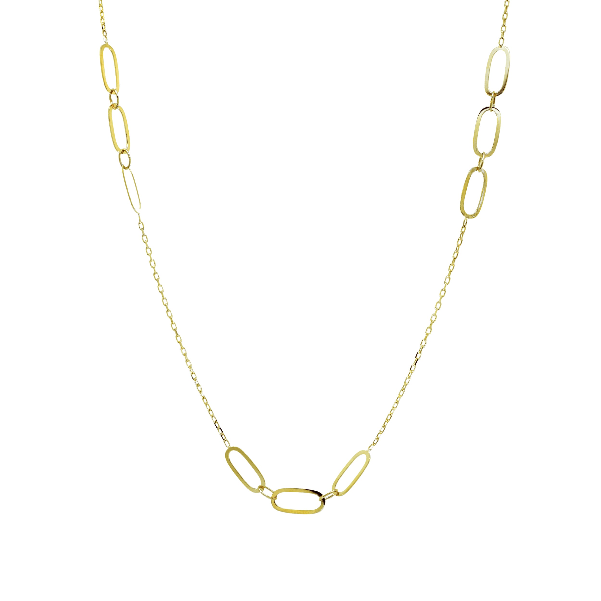 Goldkette mit ovalen Gliederelementen aus poliertem Echtgold

