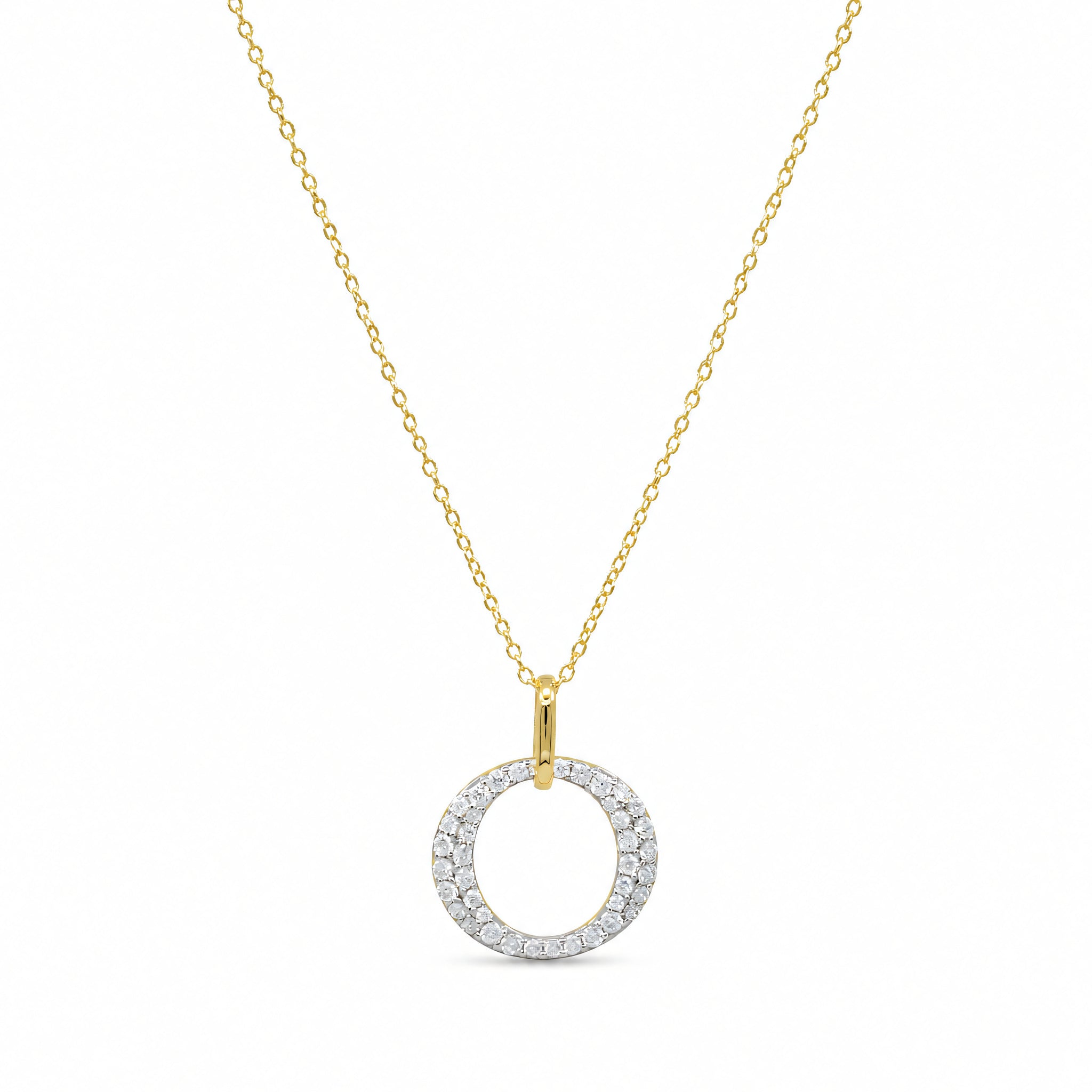 Halskette 925 Silber Vergoldet Zirkonia Vollbesatz Kreis | Splendido Schmuck