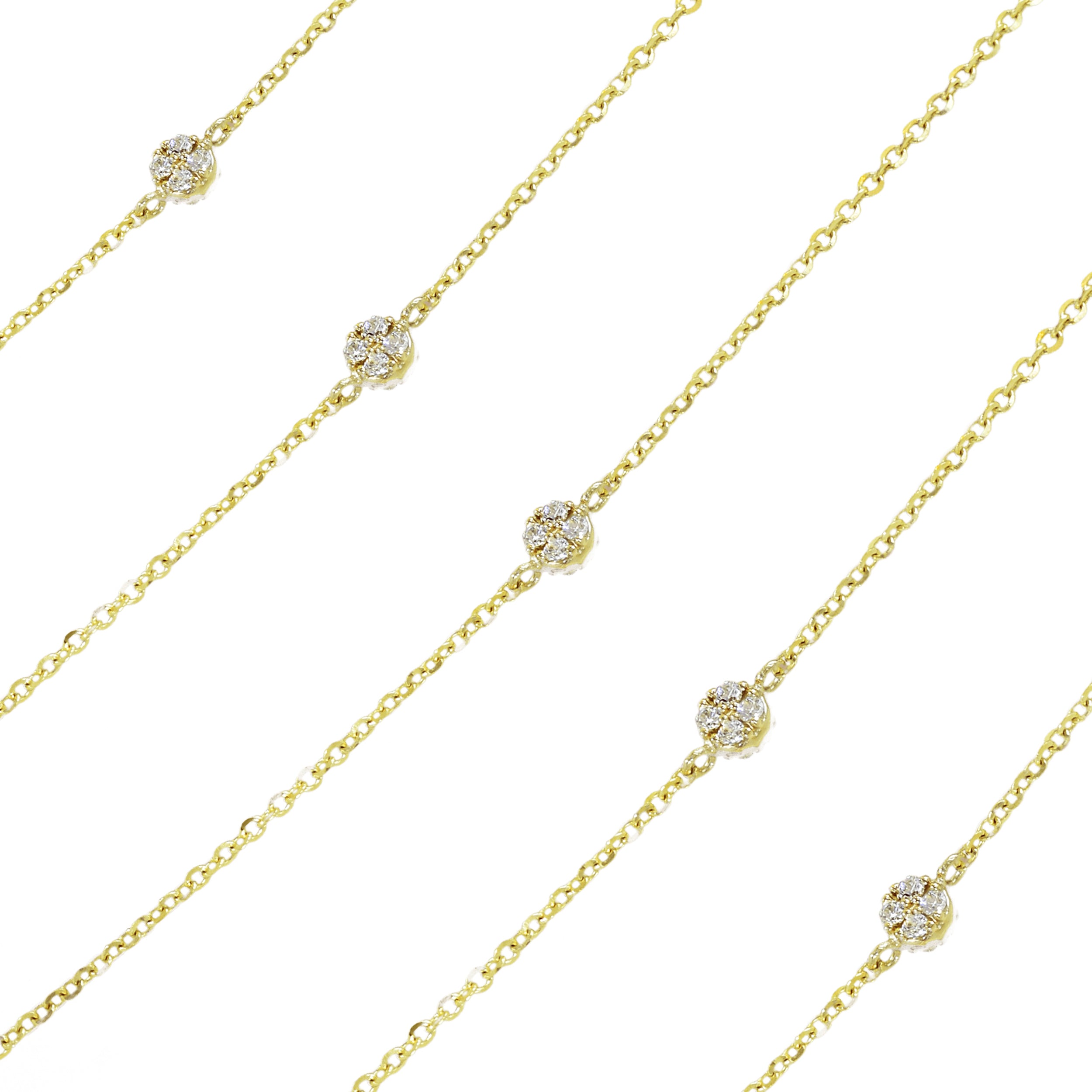 Kette aus 14 Karat Gold mit runden Zirkonia-Elementen

