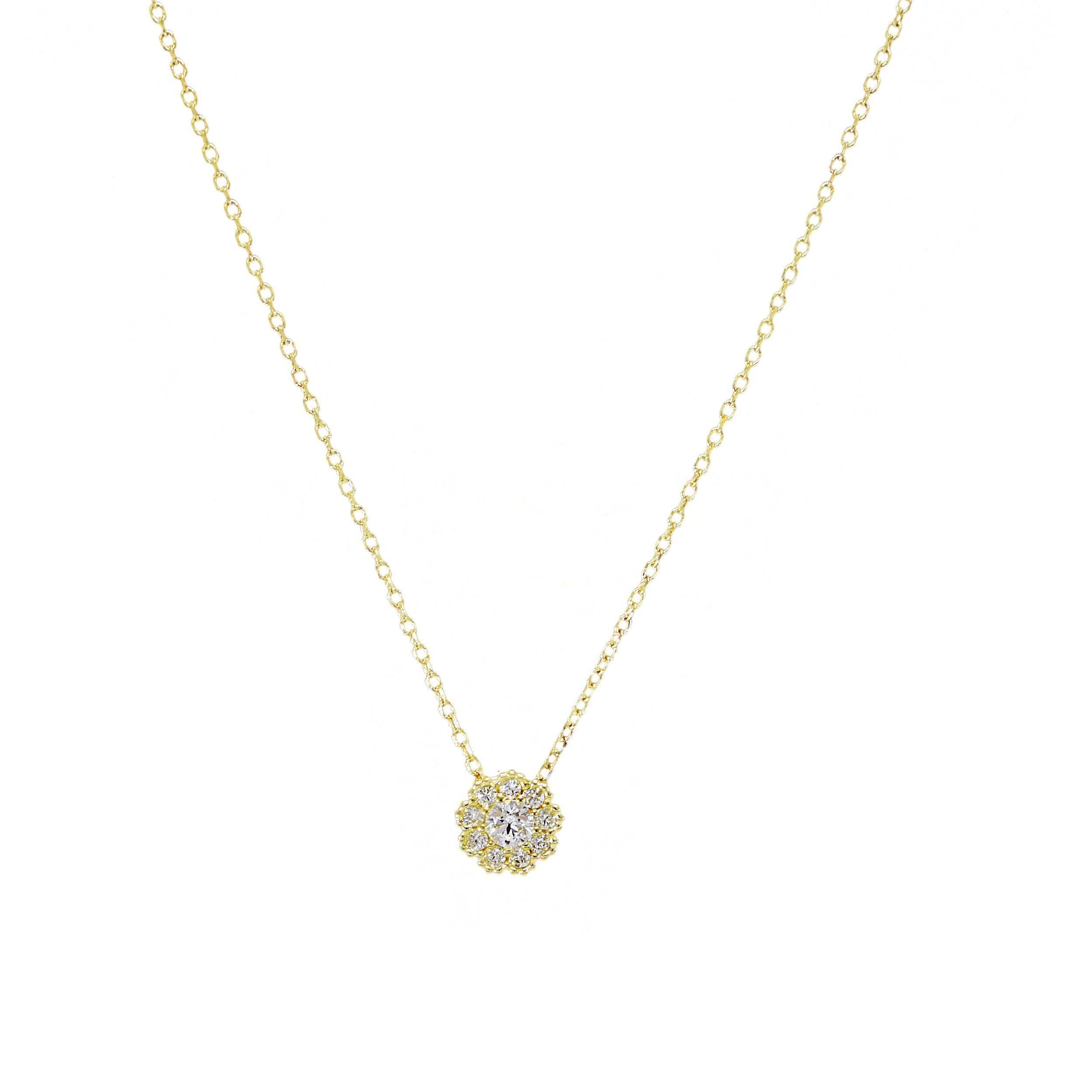 Kette mit Zirkonia-Blütenanhänger aus 14 Karat Gelbgold
