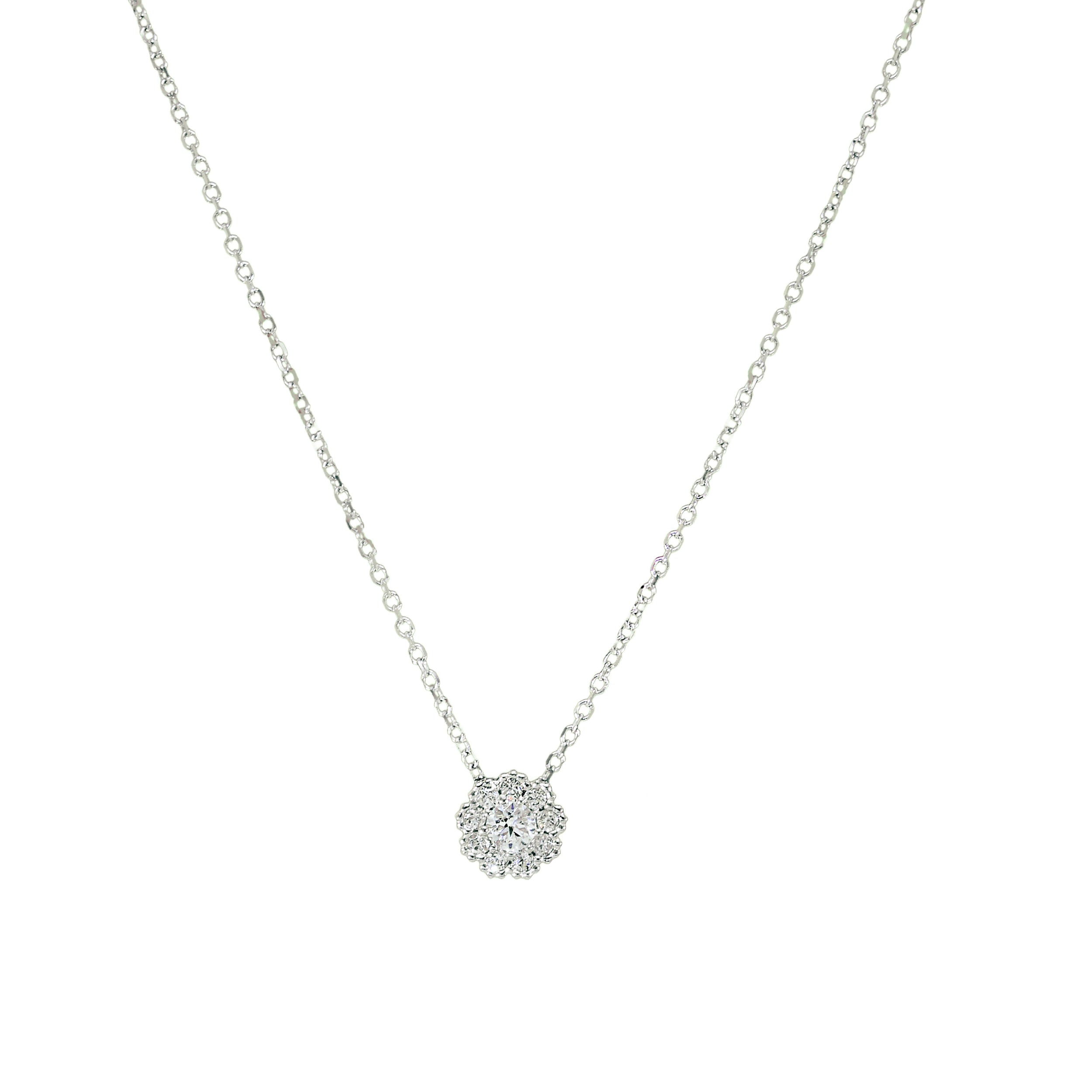 Kette mit Zirkonia-Blütenanhänger aus 14 Karat Gold

