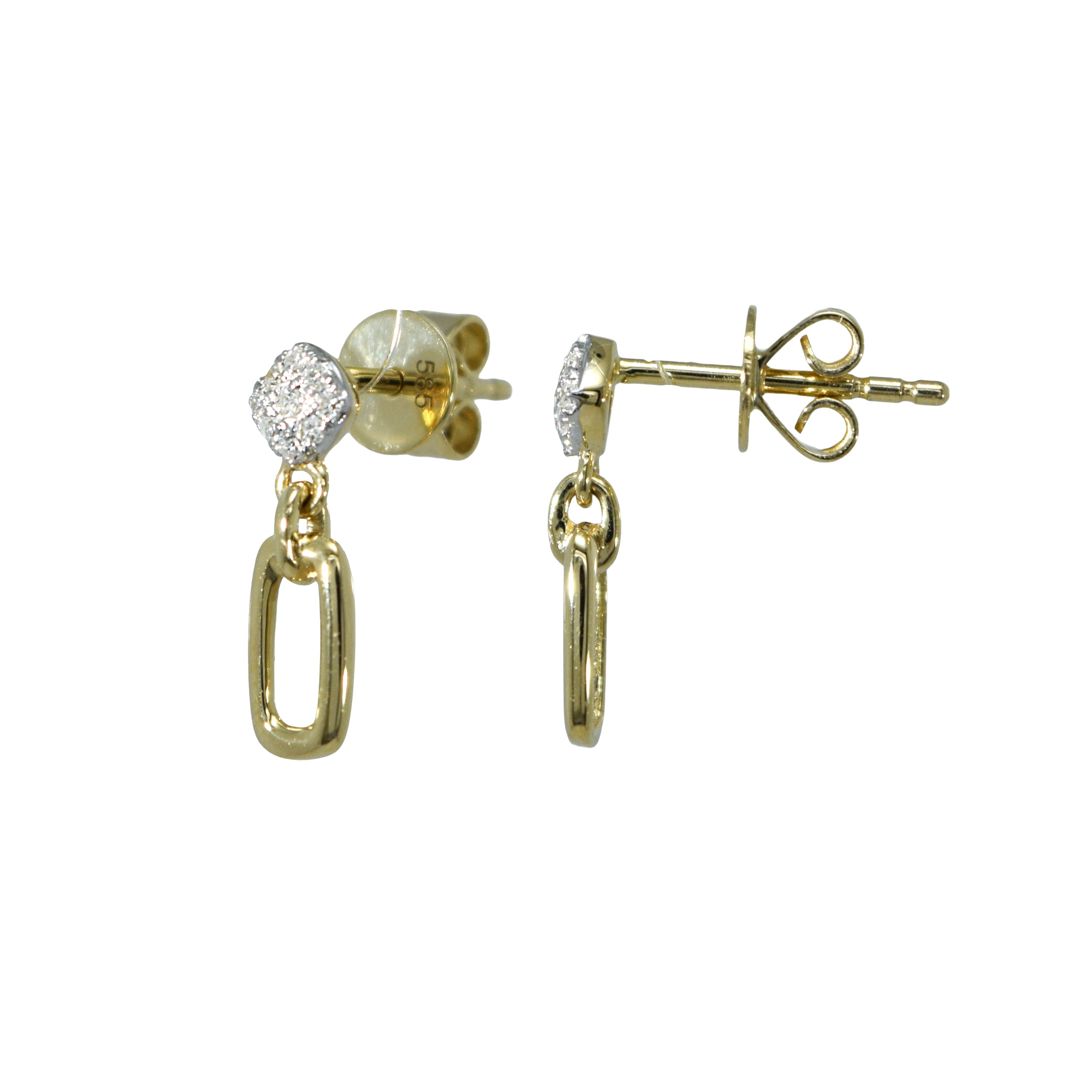Ohrstecker aus Gold mit beweglichem Glied und Brillantbesatz