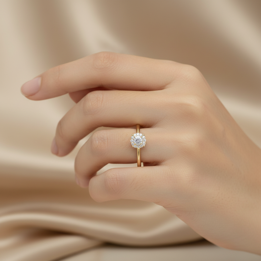 Anello in oro 14K con zirconi