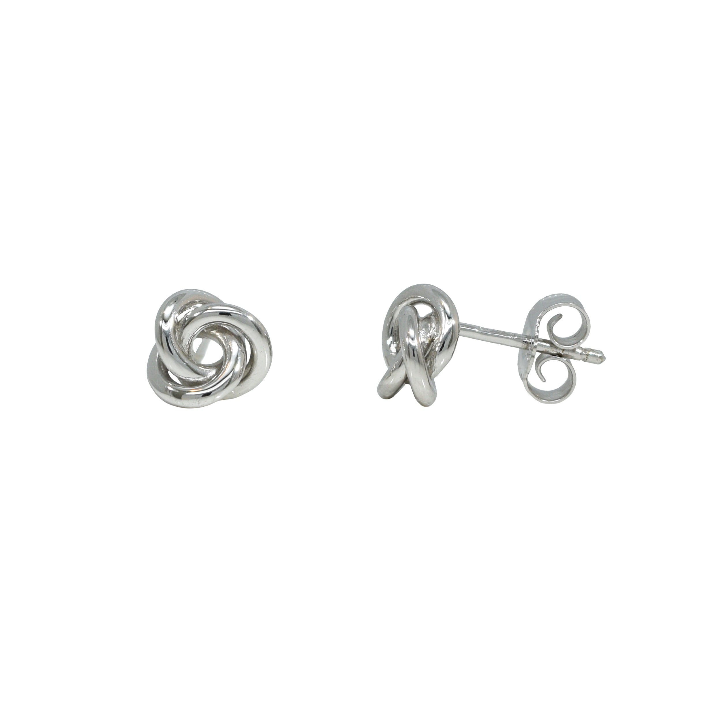 Silberne Ohrstecker mit einem verschlungenen Knoten-Design