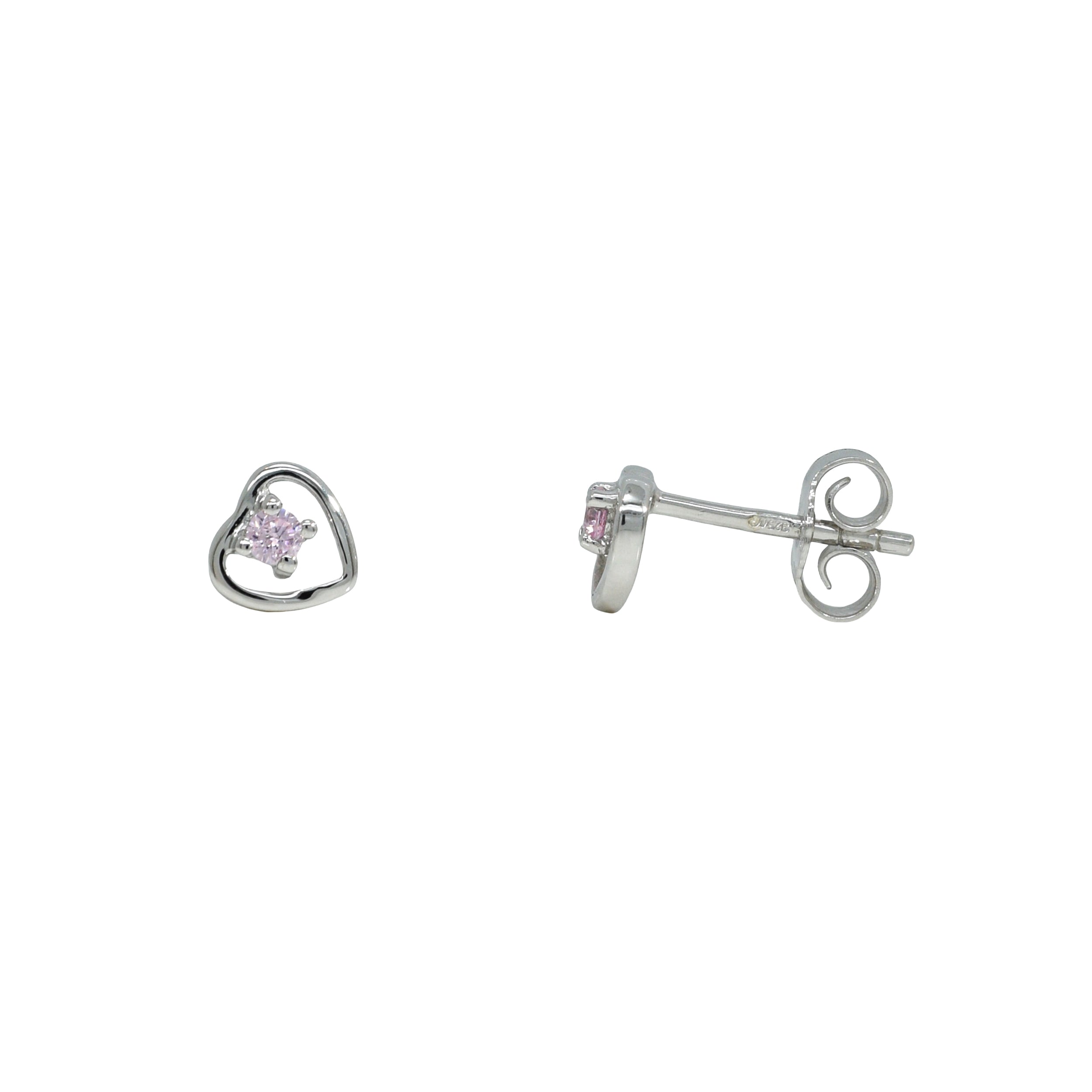 Silberne Ohrstecker mit einem runden farbigen Zirkonia-Stein und einem kleinen klaren Zirkonia-Stein darüber.

