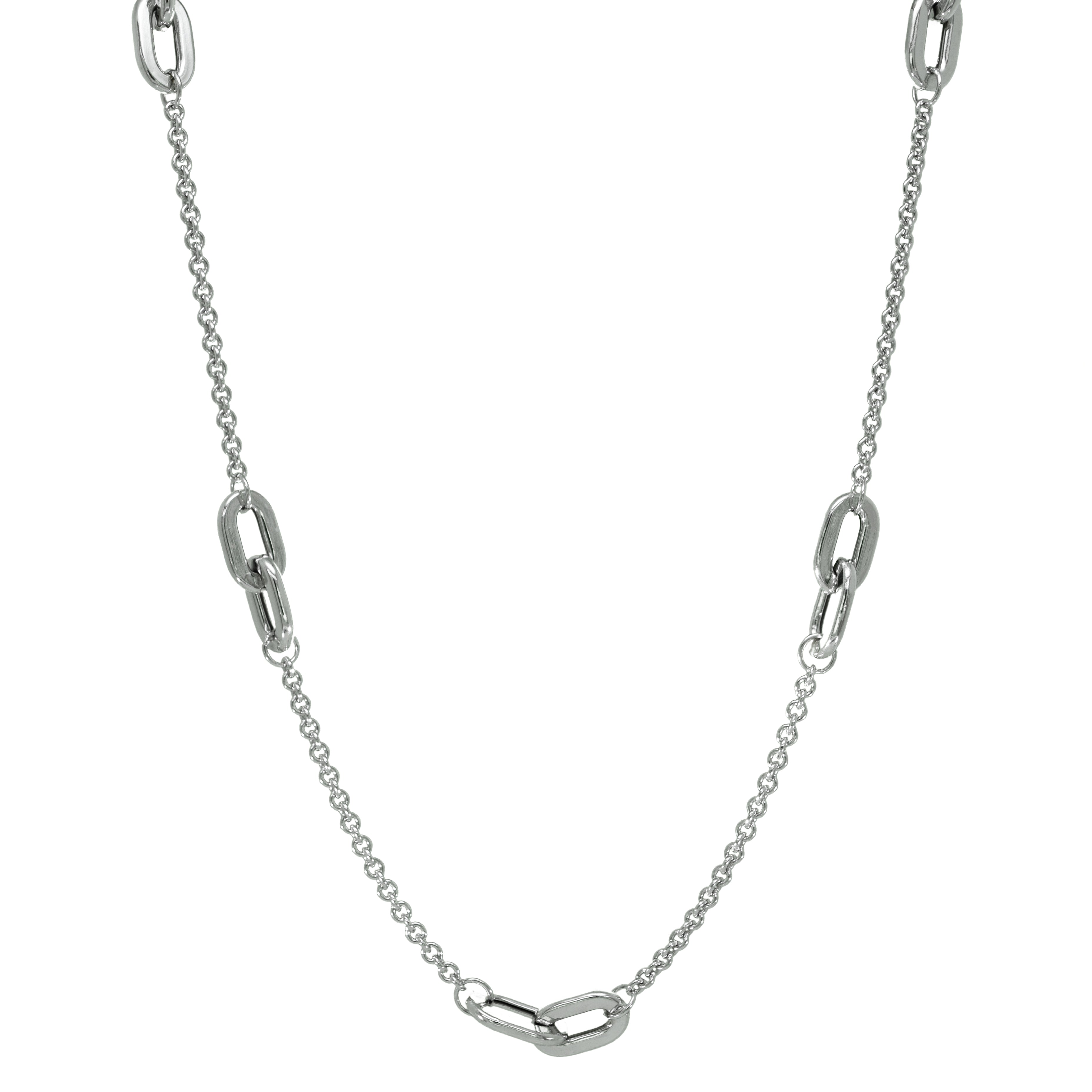 Silberkette mit Gliederelementen und feiner Kettengliederung

