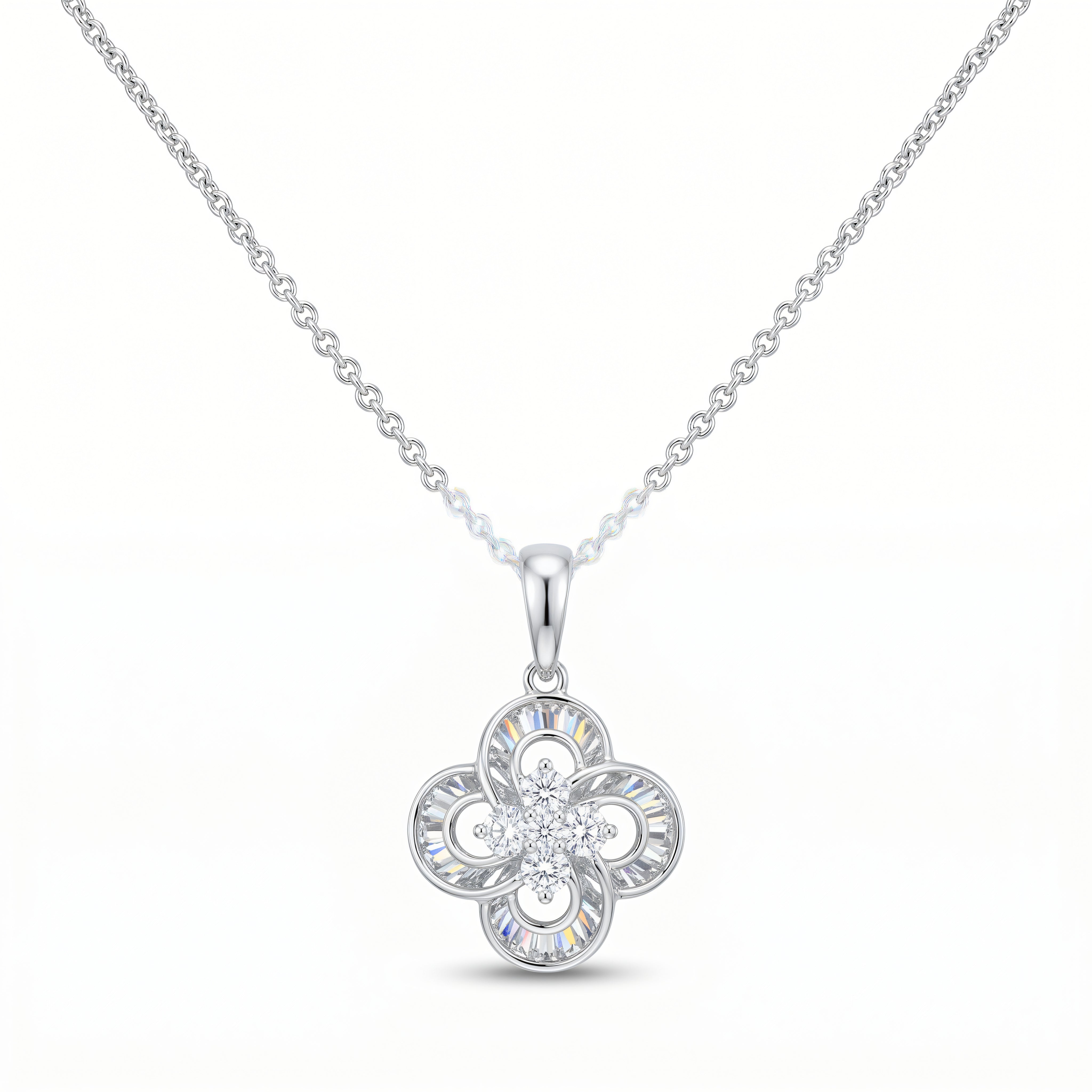 Collier 585 Weißgold 3D-Anhänger mit Brillant 0,09 ct – Splendido – product photo
