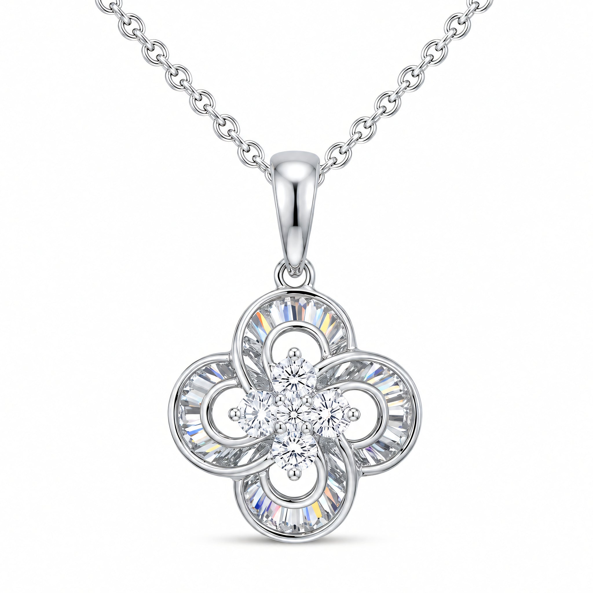 Collier 585 Weißgold 3D-Anhänger mit Brillant 0,09 ct – Splendido – noszony na szyi