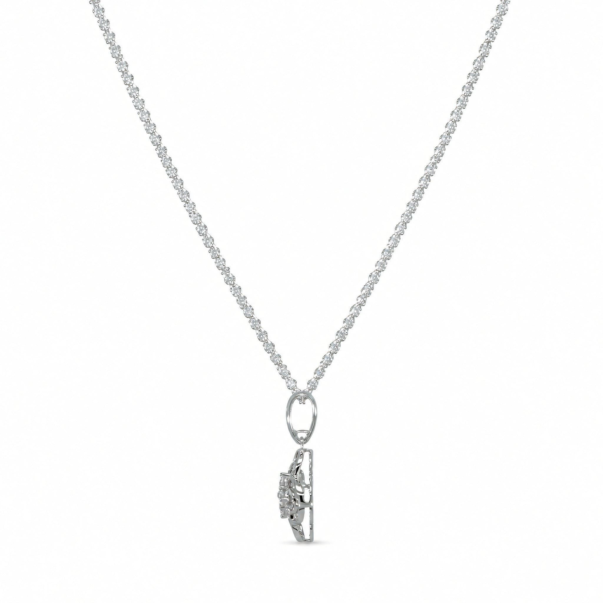 Collier 585 Weißgold 3D-Anhänger mit Brillant 0,09 ct – Splendido – szczegół makro
